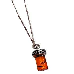 Genuine Amber Stone Necklace Silver 925