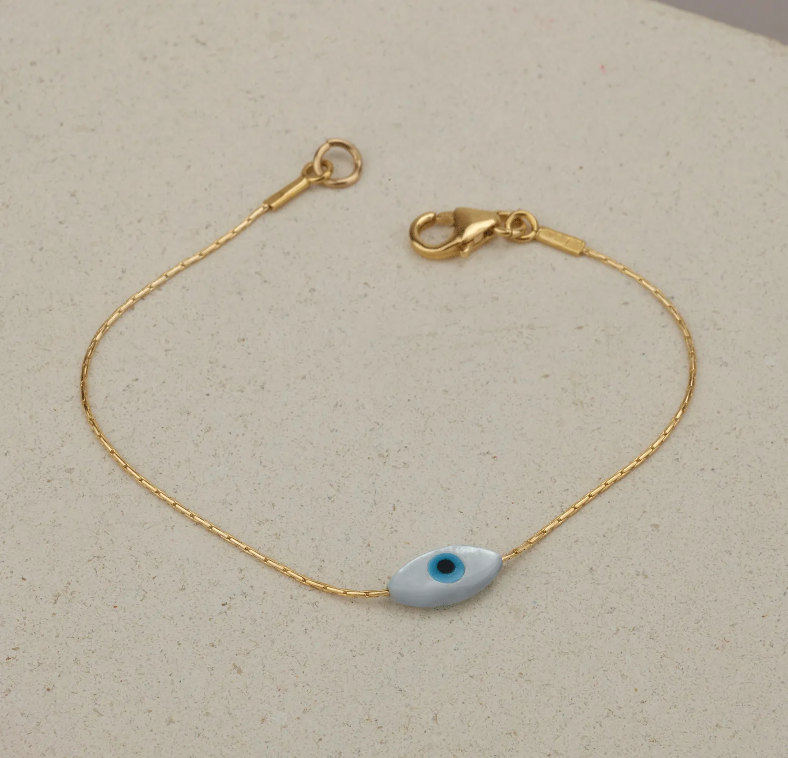 Gold Bracelet with Evil Eye Bead