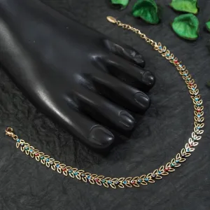 Gold Plated Colourful Evil Eye Anklet