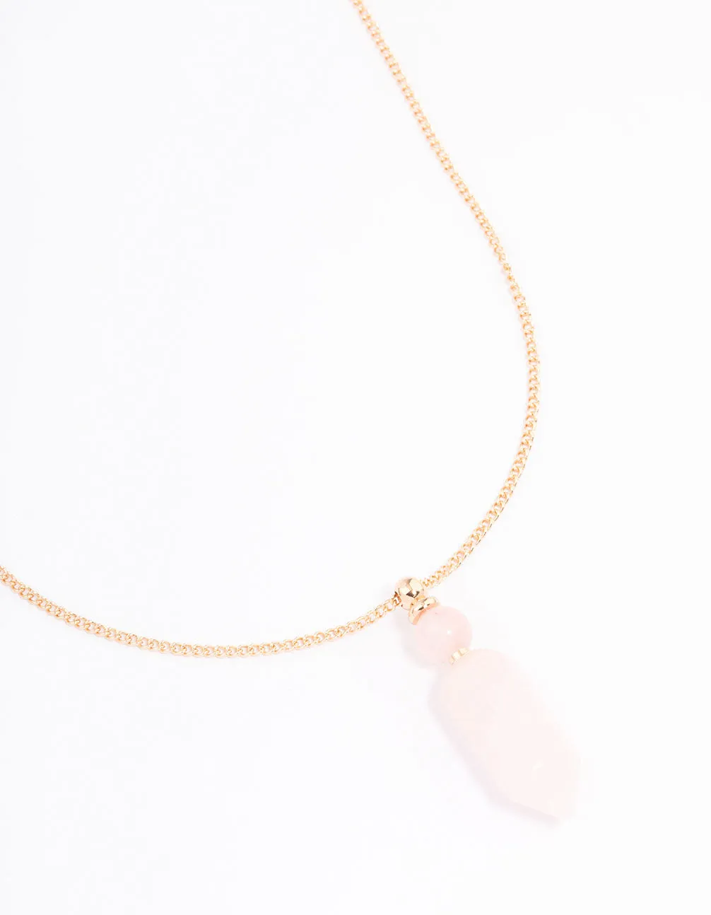 Gold Rose Quartz Sphere Pendant Necklace