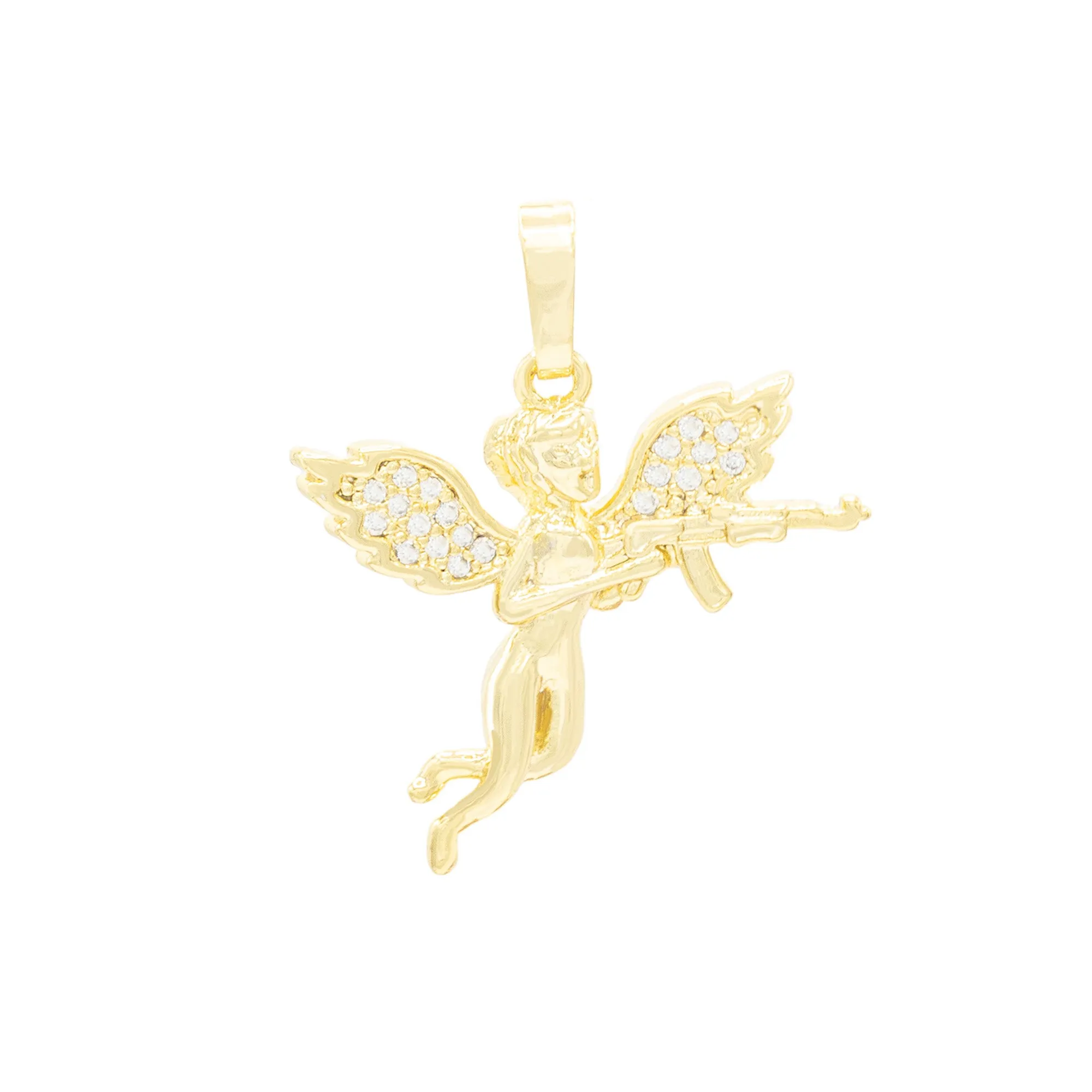 Guardian Angel Pendant 14K Gold Filled Cubic Zirconia Anklet 10" Set 2.5 mmWomen Jewelry