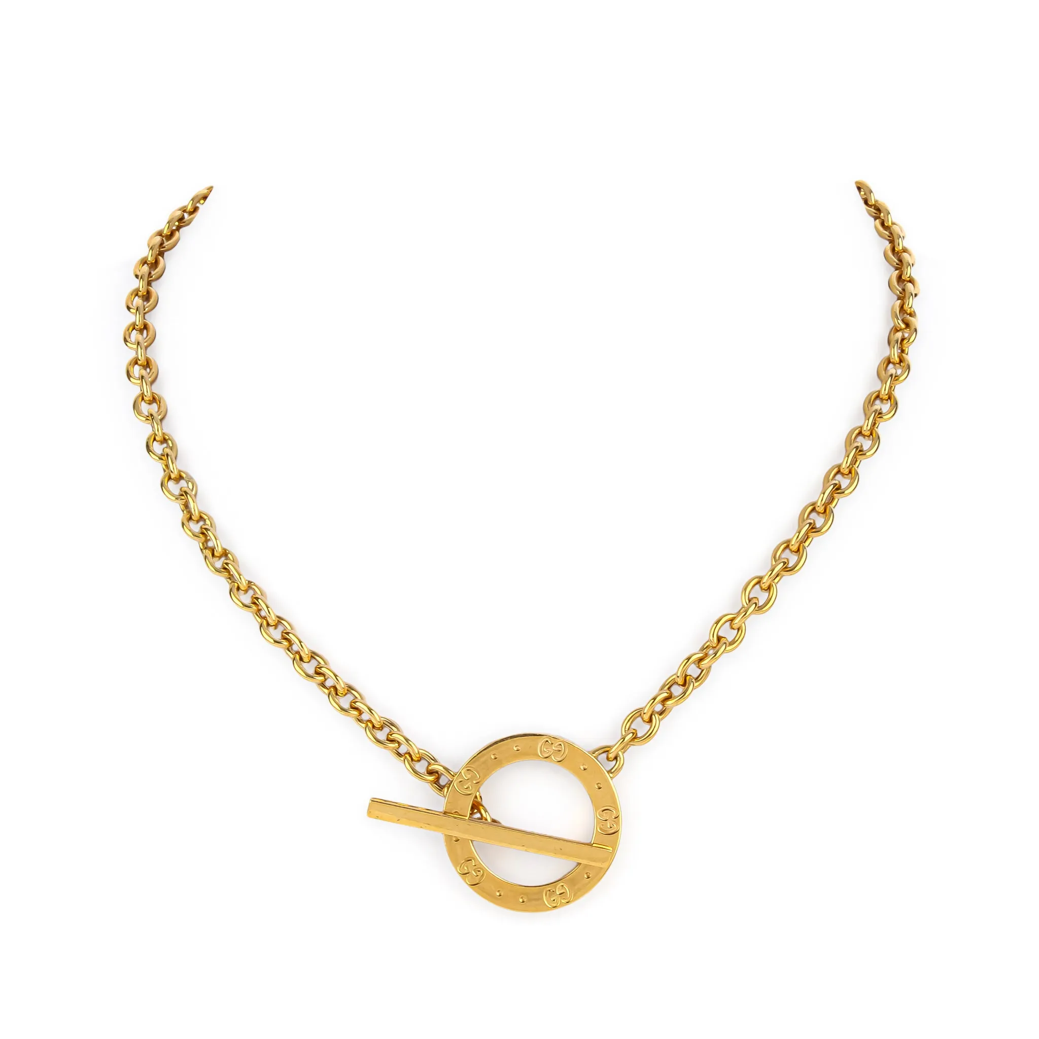 GUCCI 18K Yellow Gold Faceted Amethyst Pendant Necklace