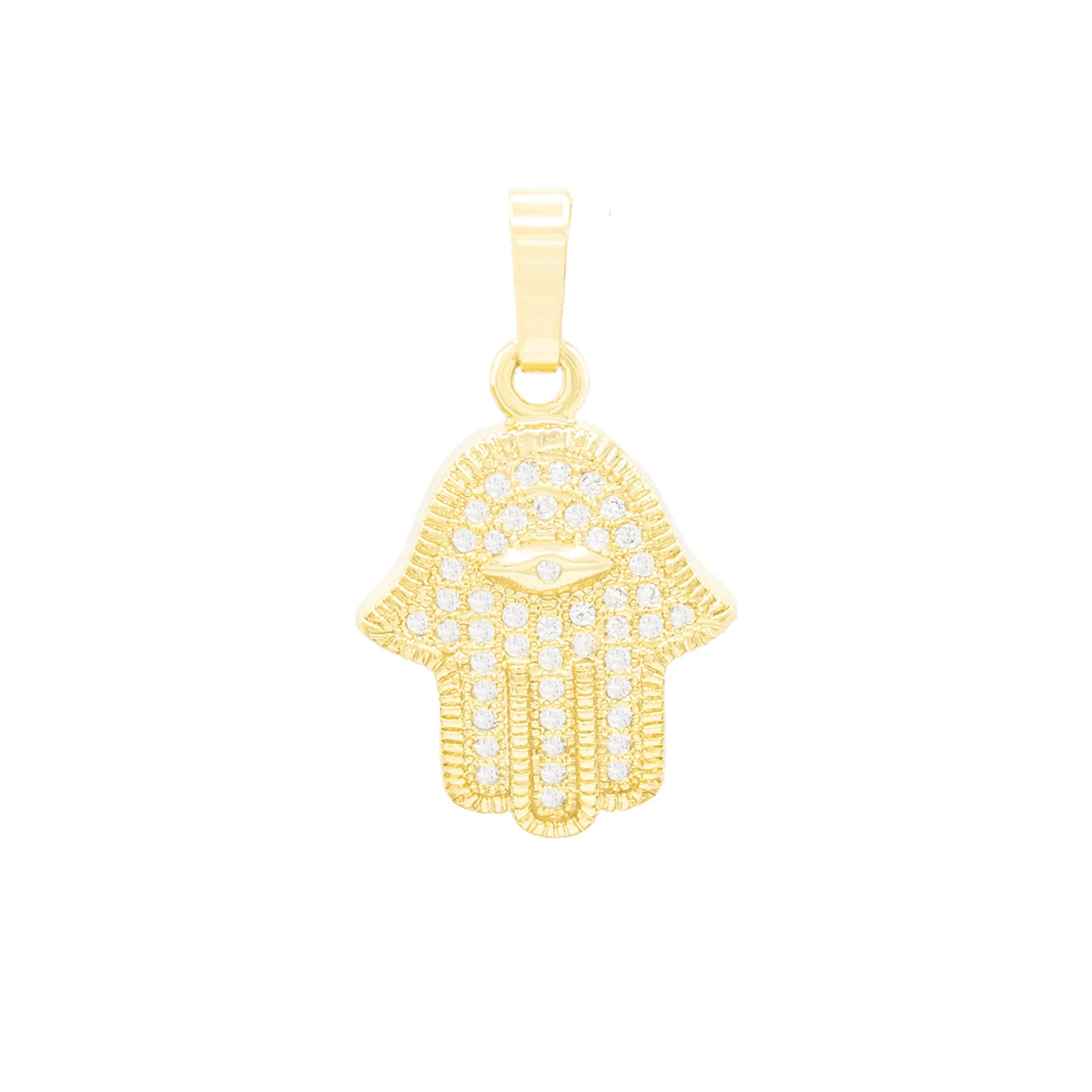 Hamsa Hand of Fatima CZ Pendant 14K Anklet Bracelet Gold Filled Cubic Zirconia Charm Rope Foot Set 10" WomenJewelry
