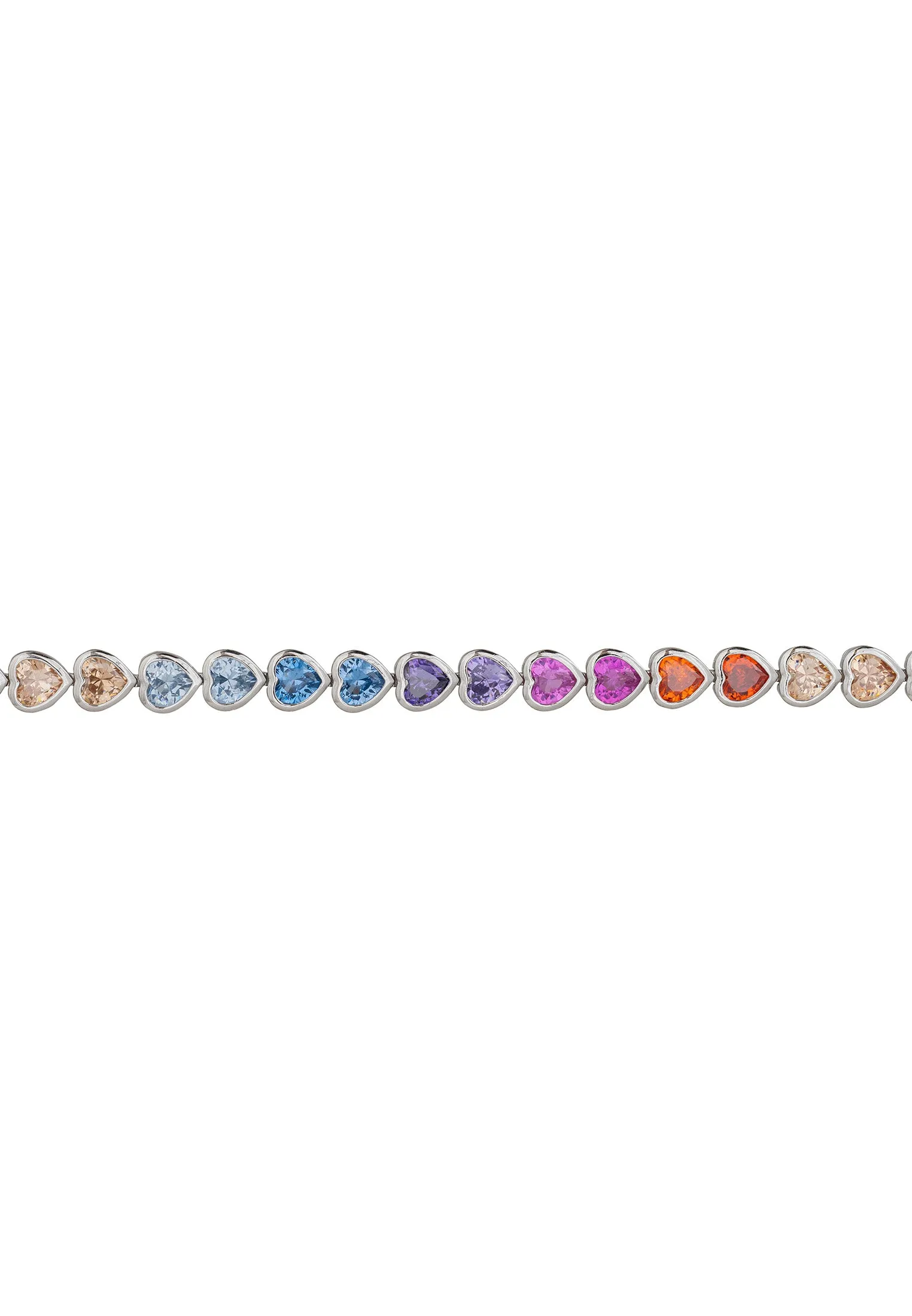 Heart Garland Tennis Bracelet Multicoloured Silver