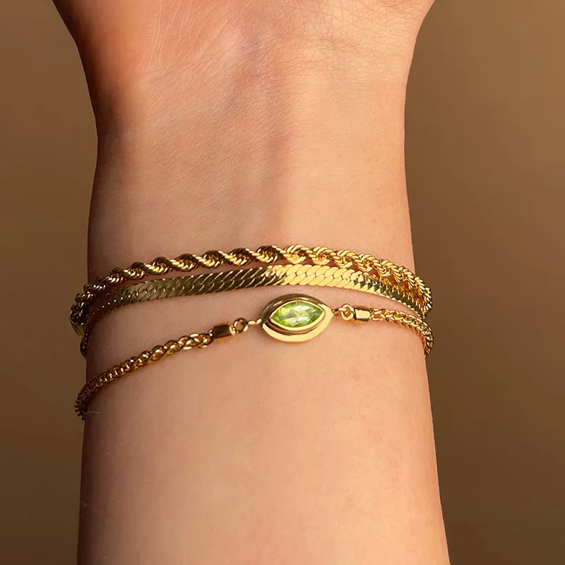 Iris Bracelet, Peridot, Gold