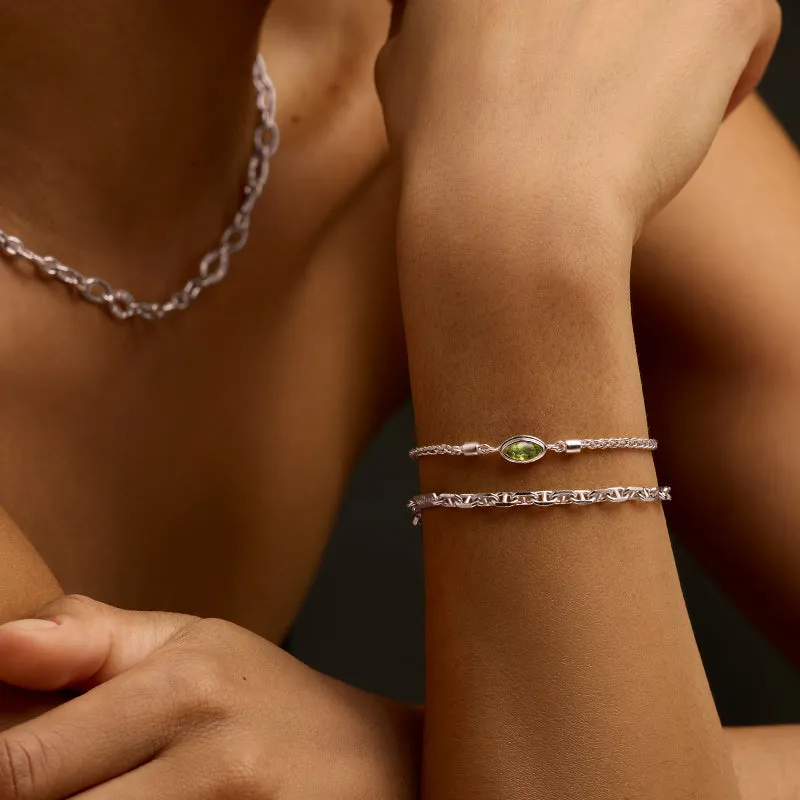 Iris Bracelet, Peridot, Silver