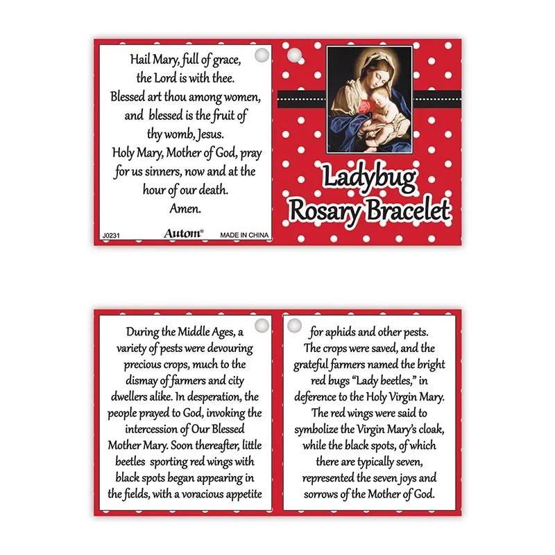 Ladybug Rosary Bracelet with story card