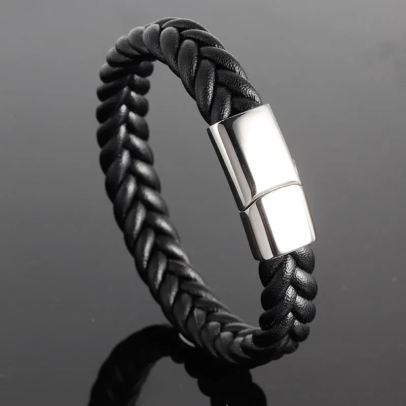 Leather braided bracelet