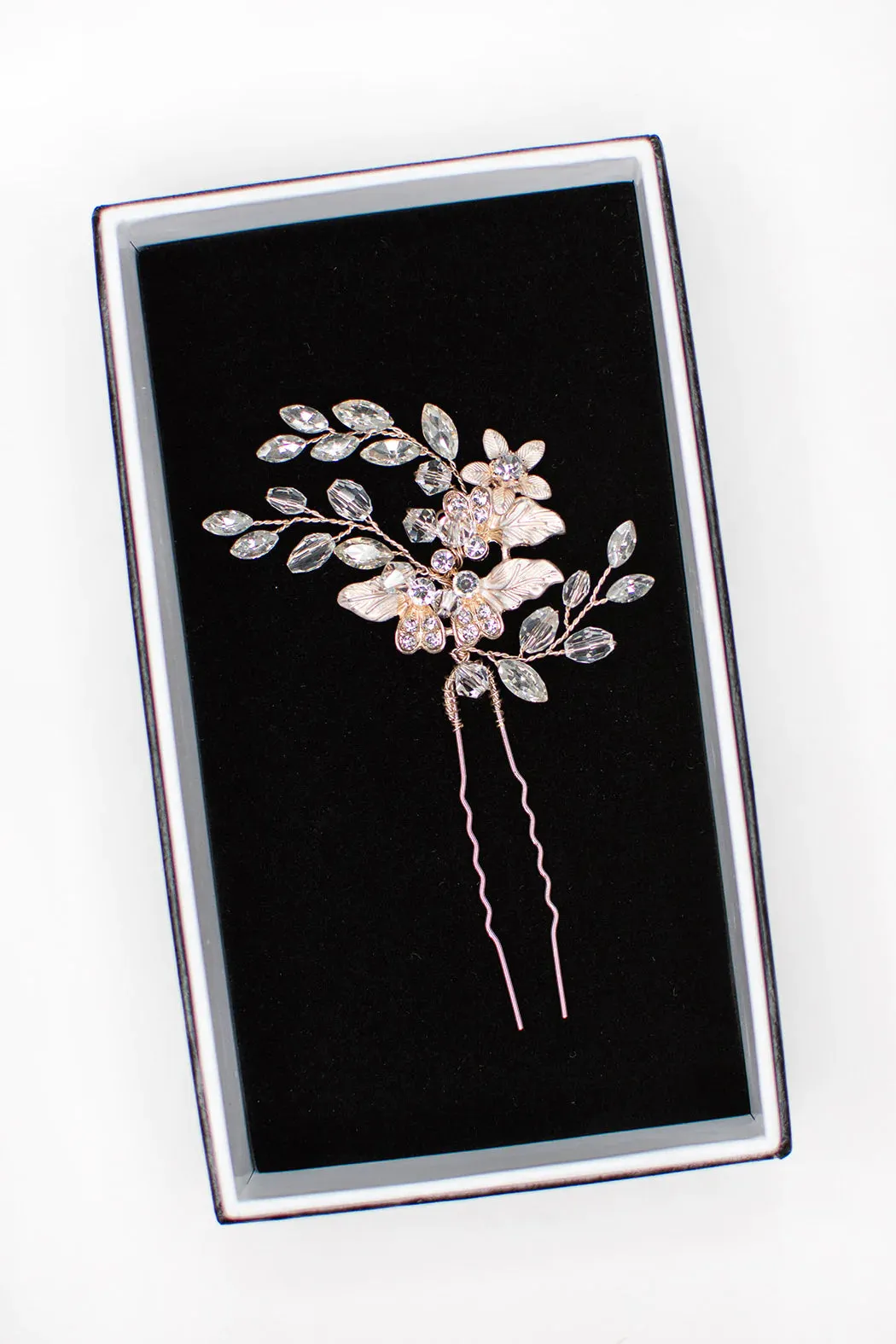 Leona - Swarovski Crystal Floral Bridal Hair Pin