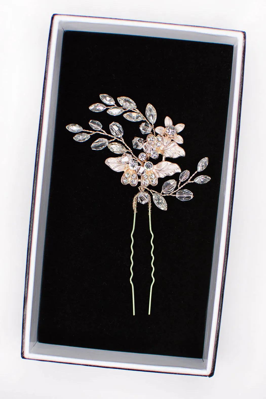 Leona - Swarovski Crystal Floral Bridal Hair Pin