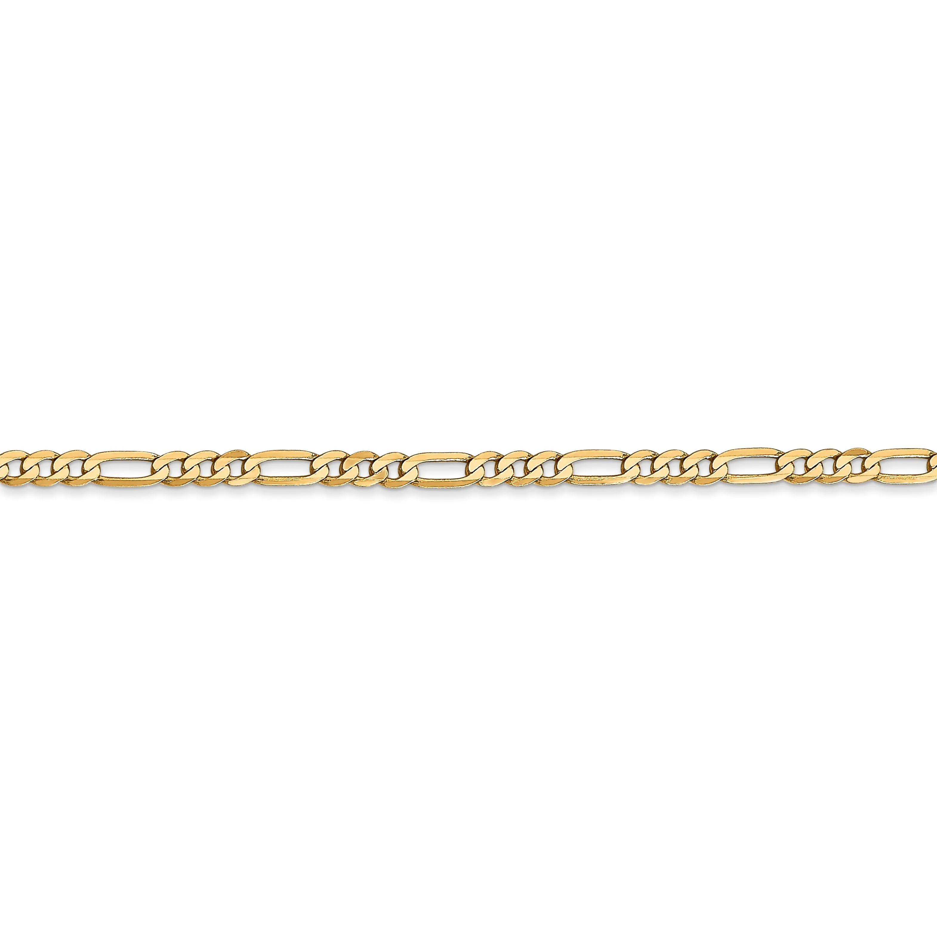 Leslie 14k Yellow Gold 2.75mm Flat Figaro Anklet