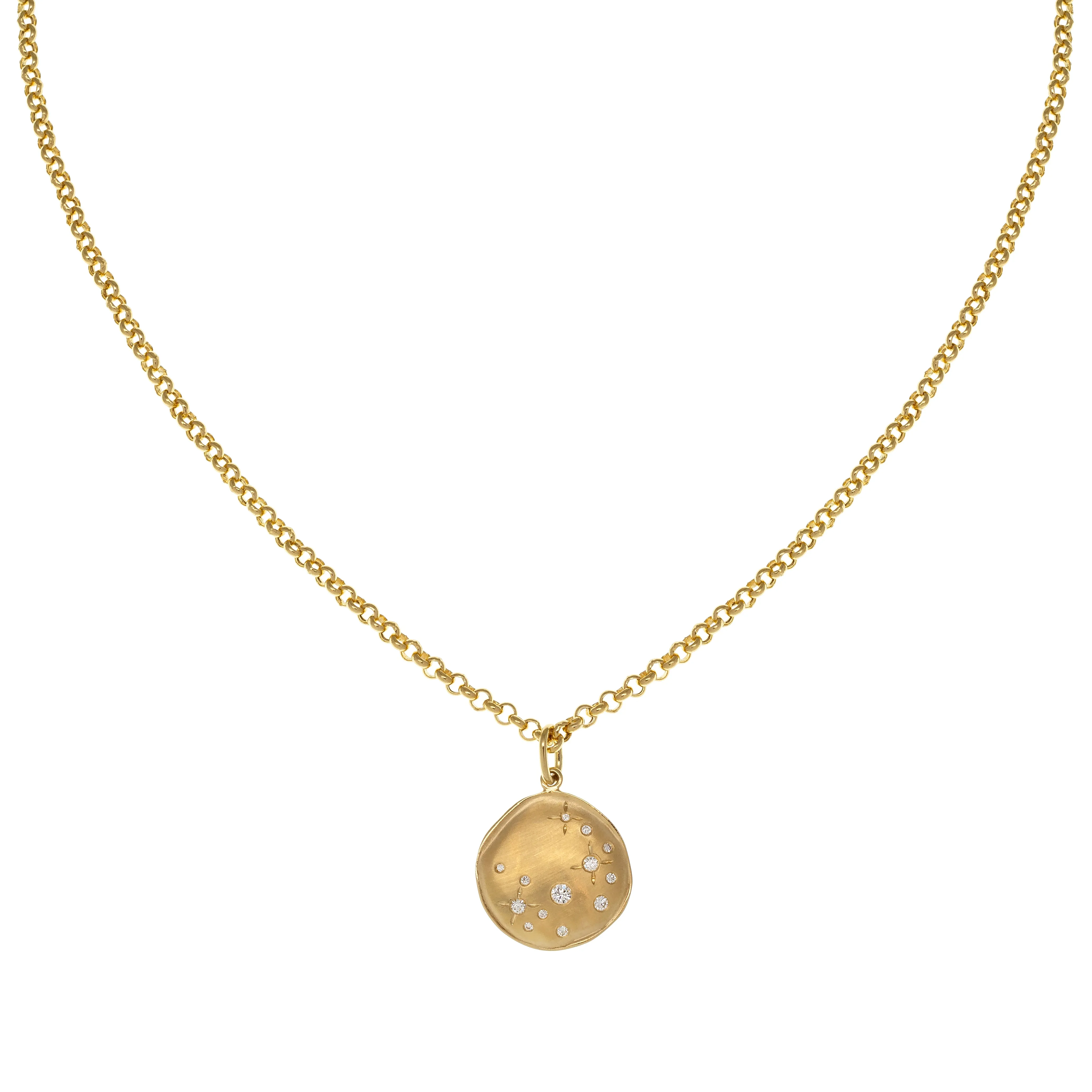 Luna' Diamond Star Coin Rolo Necklace