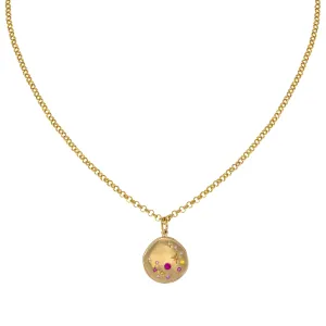 Luna Sunburst Star Coin Rolo Necklace