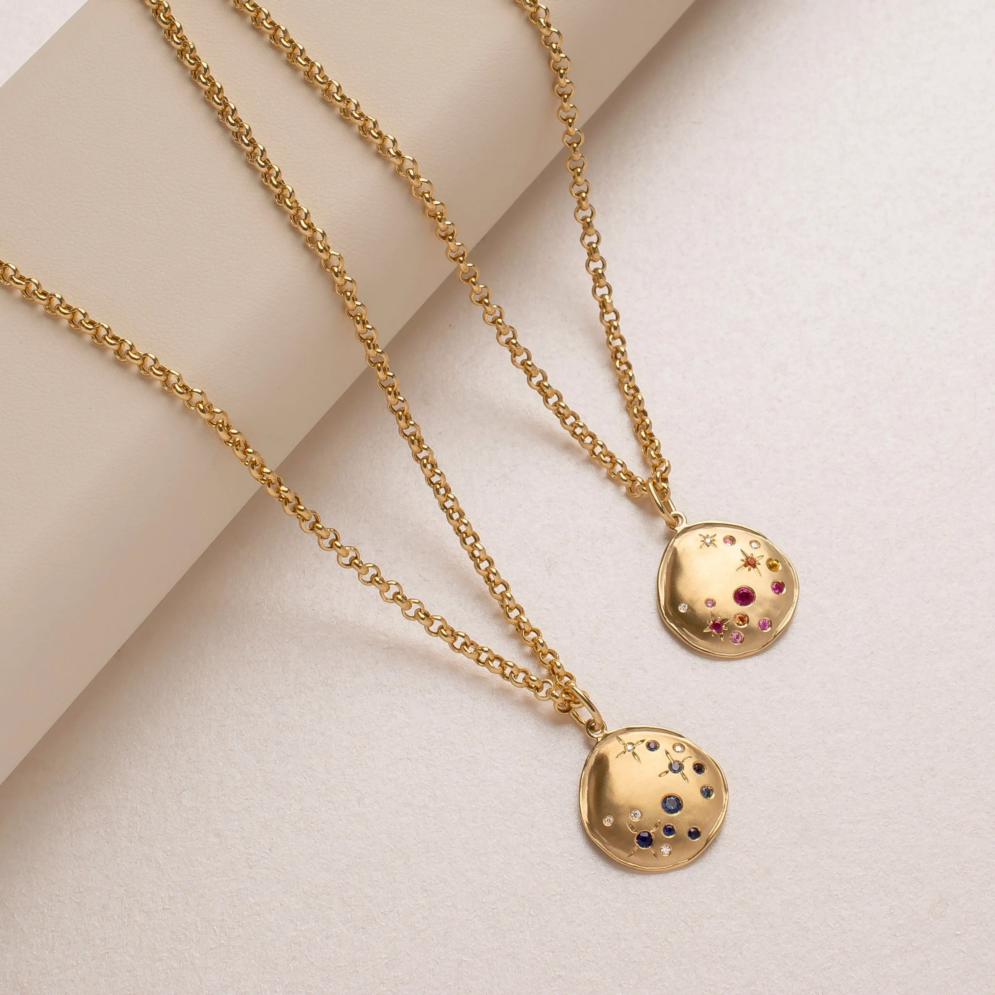Luna Sunburst Star Coin Rolo Necklace