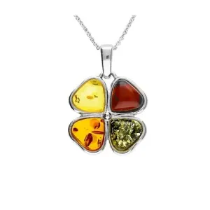 MILENA Necklace Mix Amber Four-Leaf Clover Pendant Small