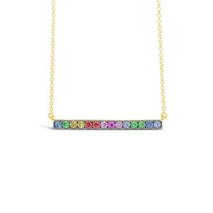 Multi-color Gemstone Bar Necklace