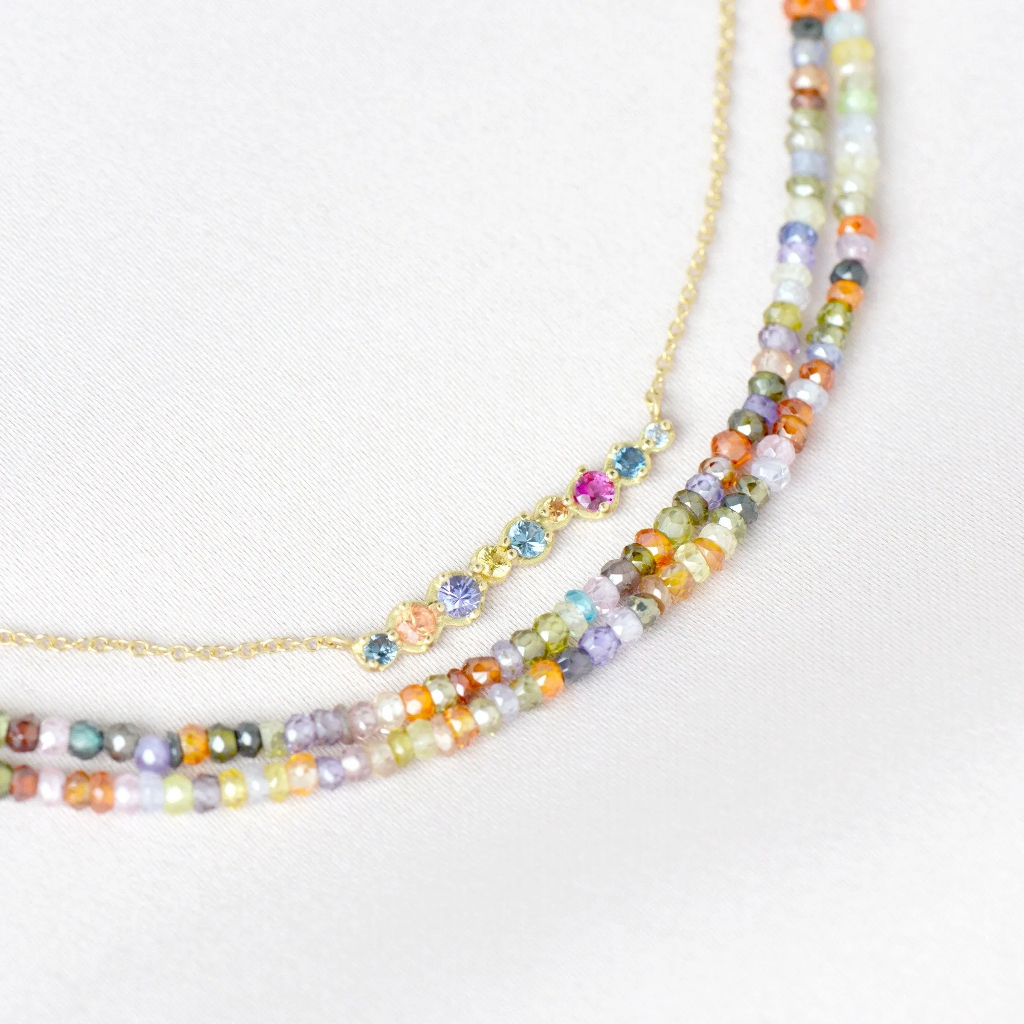 Multi Sapphire Bar Necklace