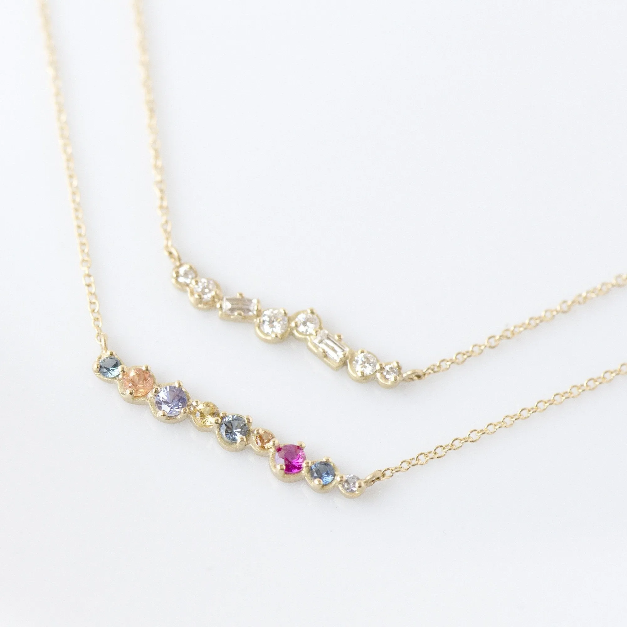 Multi Sapphire Bar Necklace