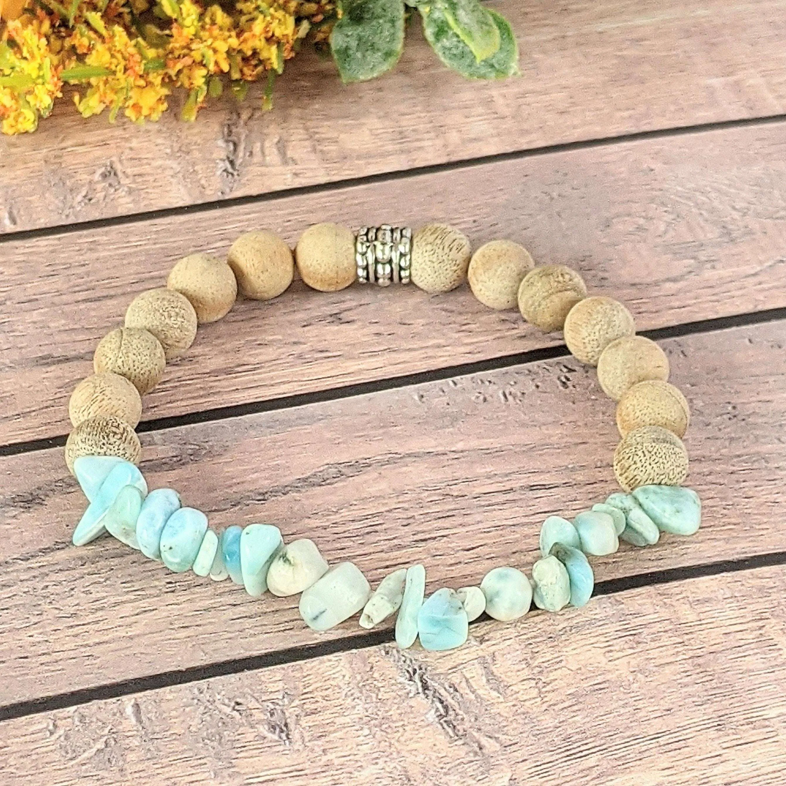 Natural Larimar Gemstone Chip Diffuser Bracelet-Peace & Clarity Bracelet