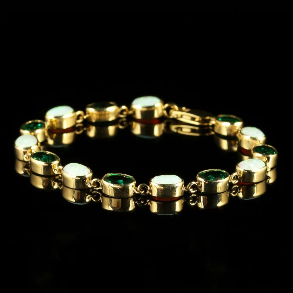Opal Green Paste  Gold Bracelet 9Ct Gold