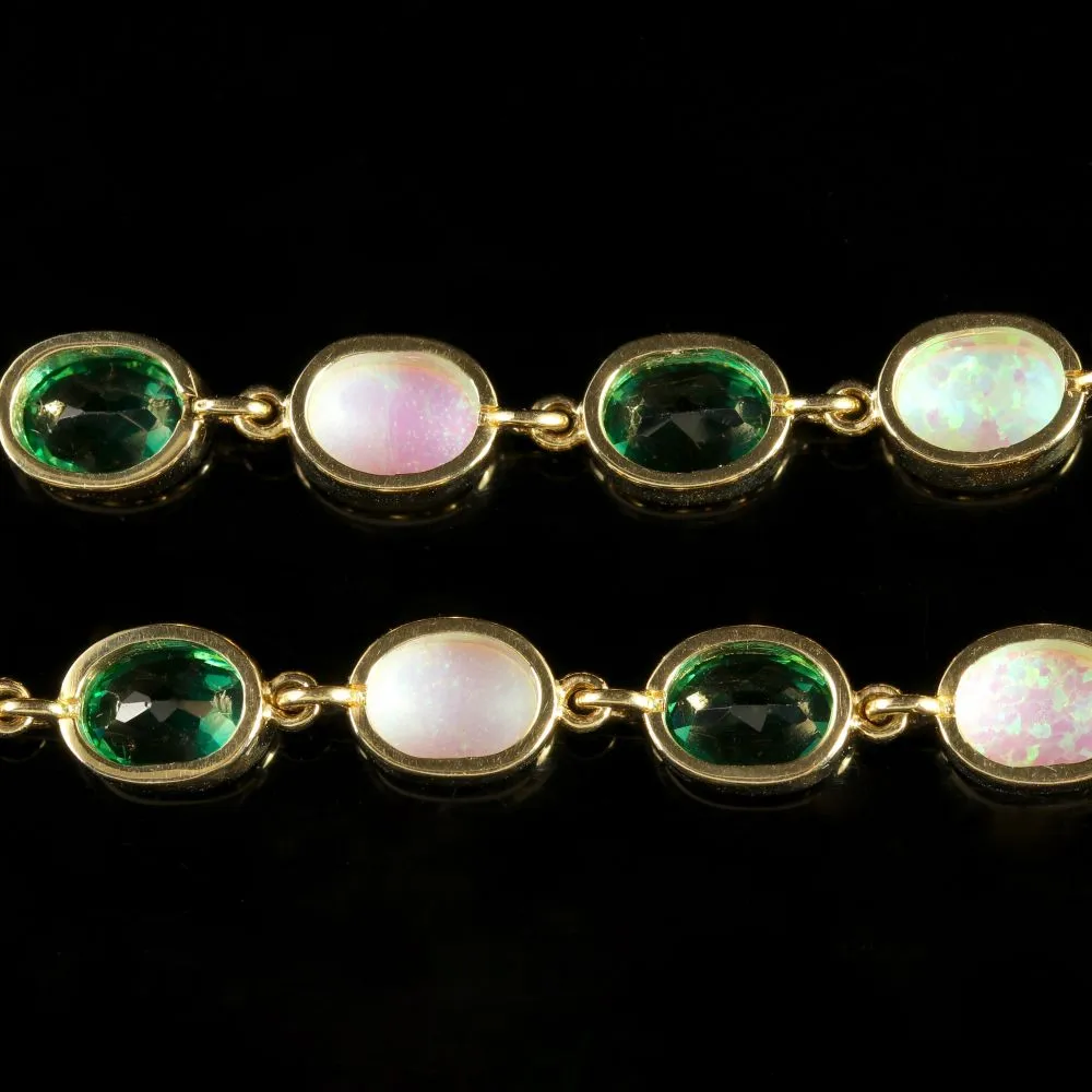 Opal Green Paste  Gold Bracelet 9Ct Gold