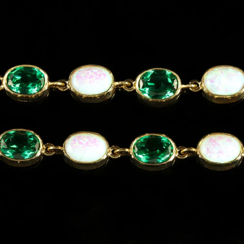 Opal Green Paste  Gold Bracelet 9Ct Gold