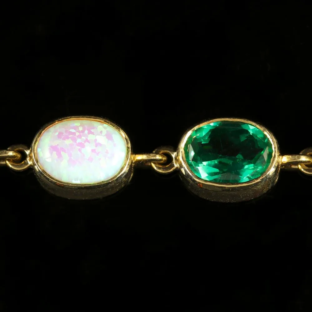 Opal Green Paste  Gold Bracelet 9Ct Gold