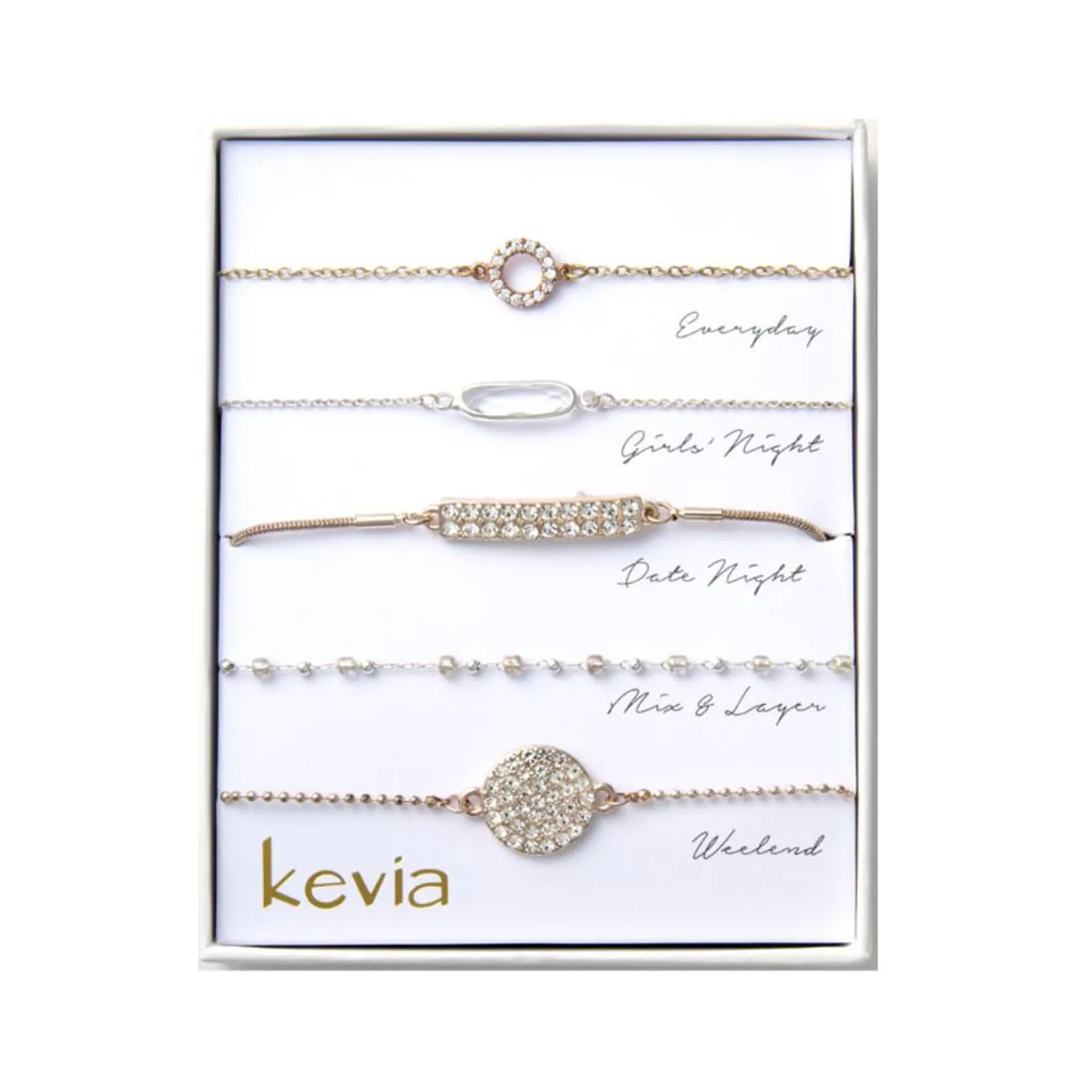 Pave Mixed Metal Bracelet Set