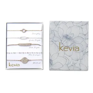 Pave Mixed Metal Bracelet Set