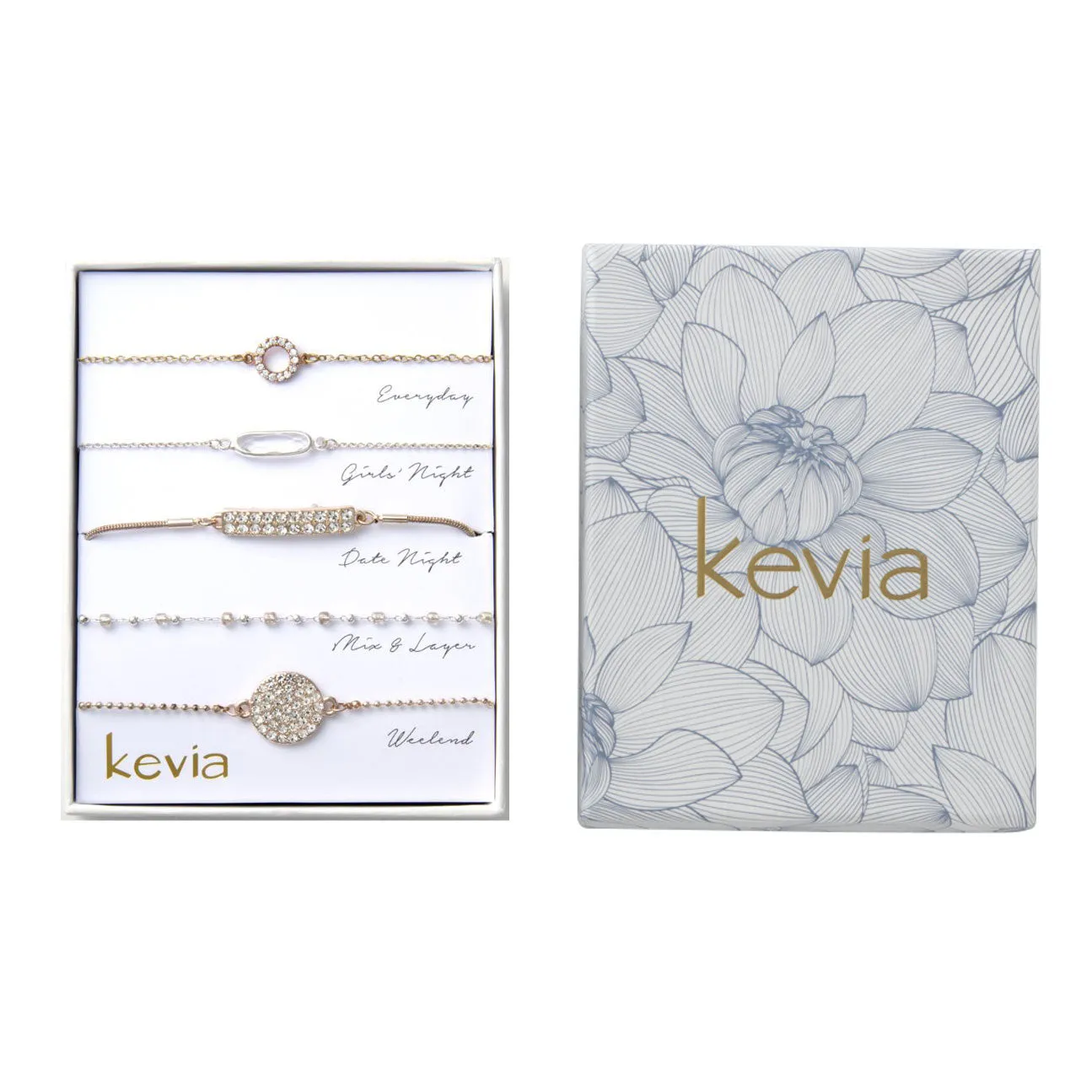 Pave Mixed Metal Bracelet Set
