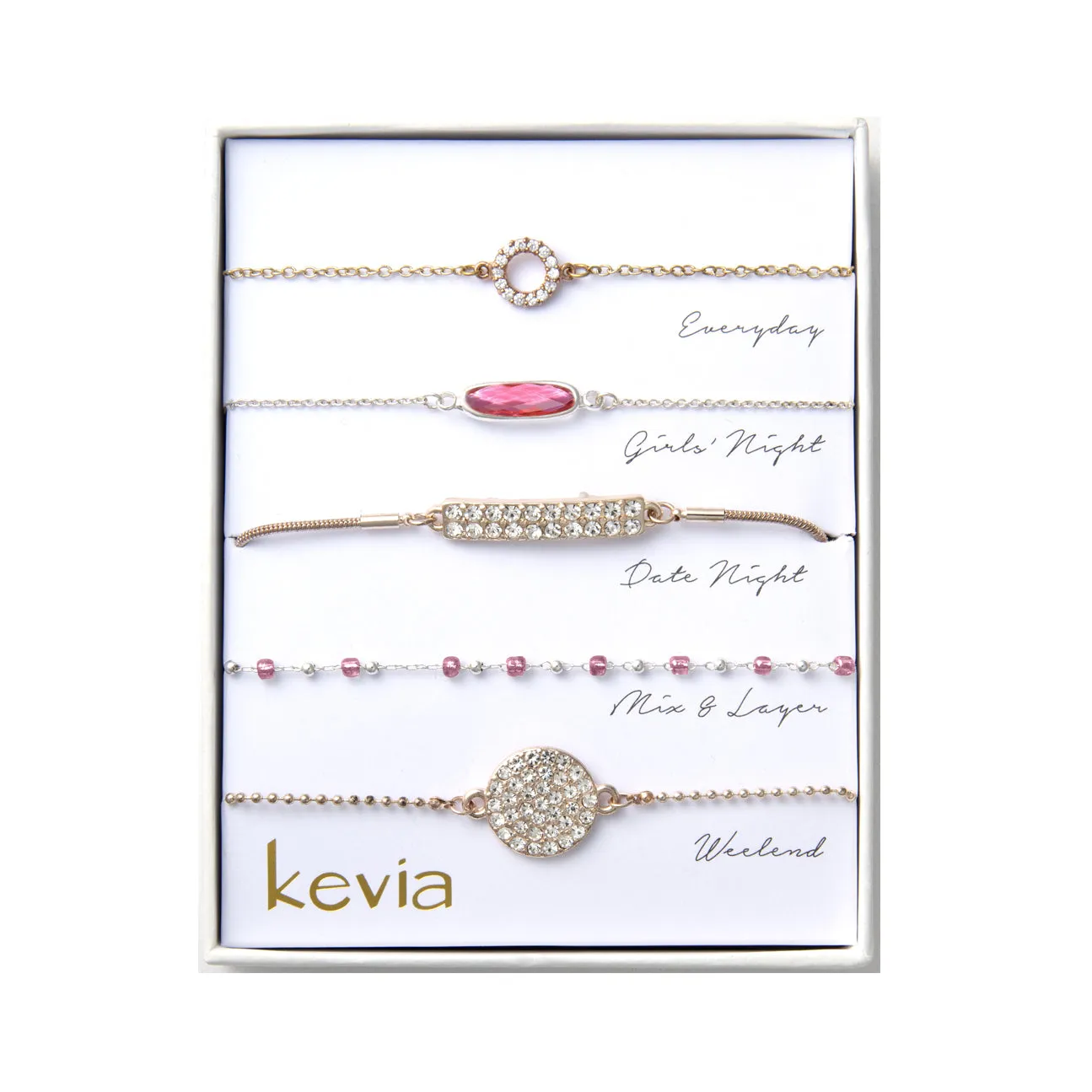 Pave Mixed Metal Bracelet Set