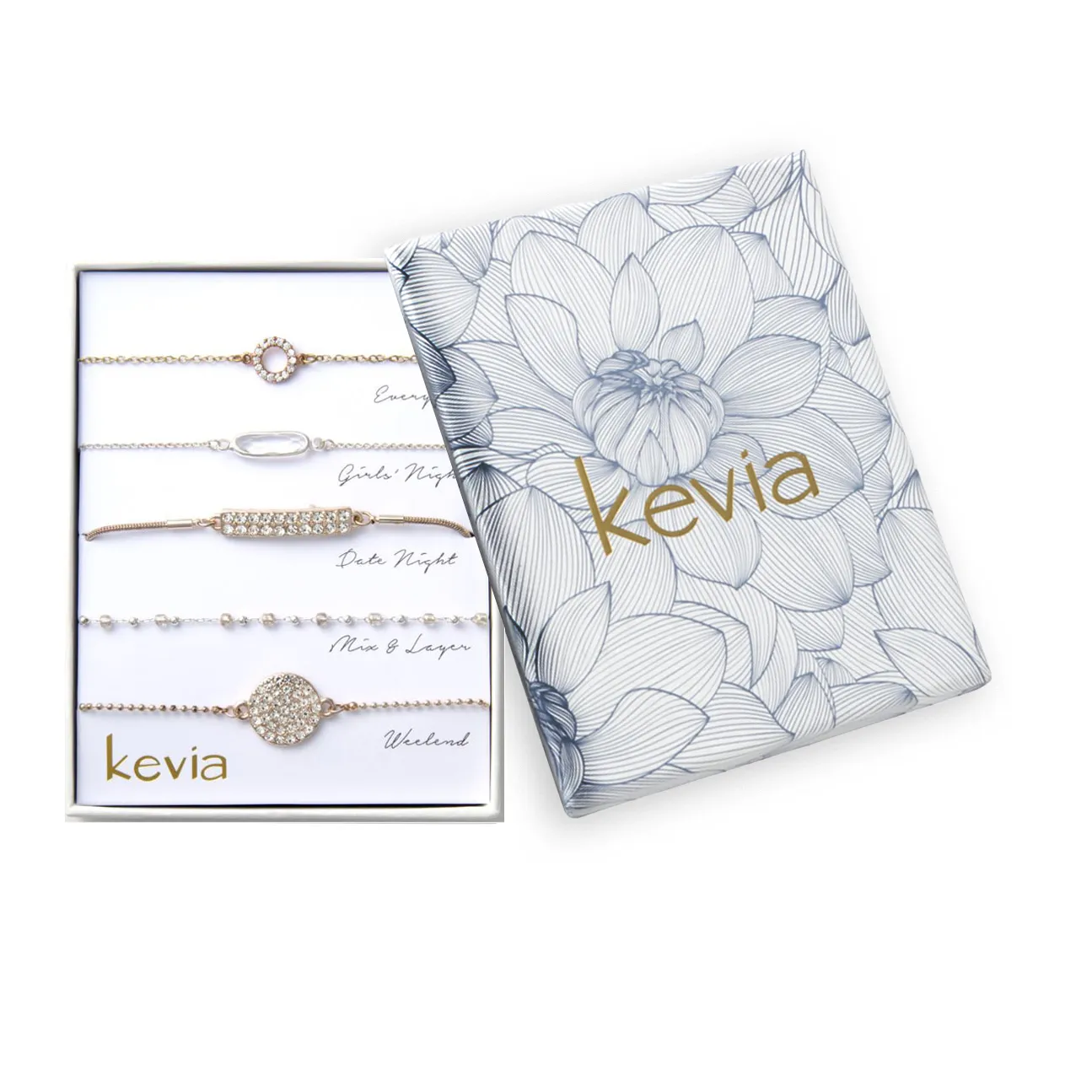 Pave Mixed Metal Bracelet Set