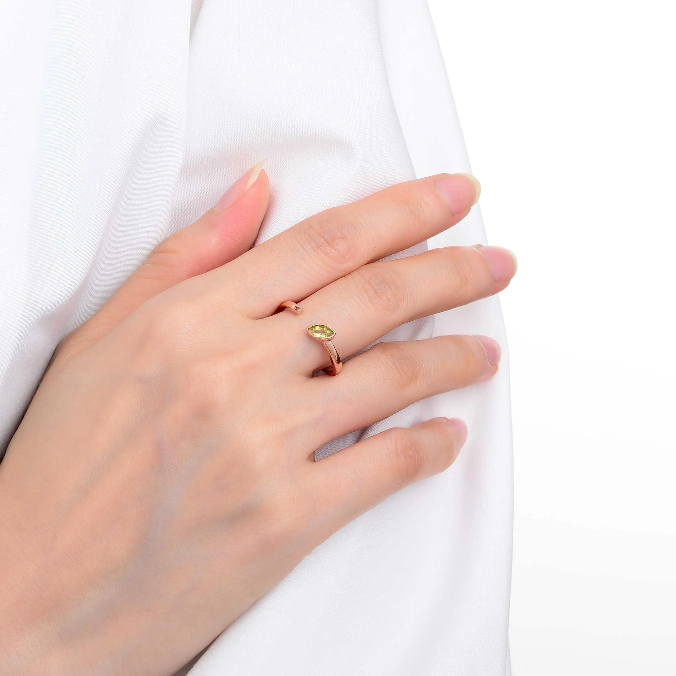 Peridot Marquise Open Ring