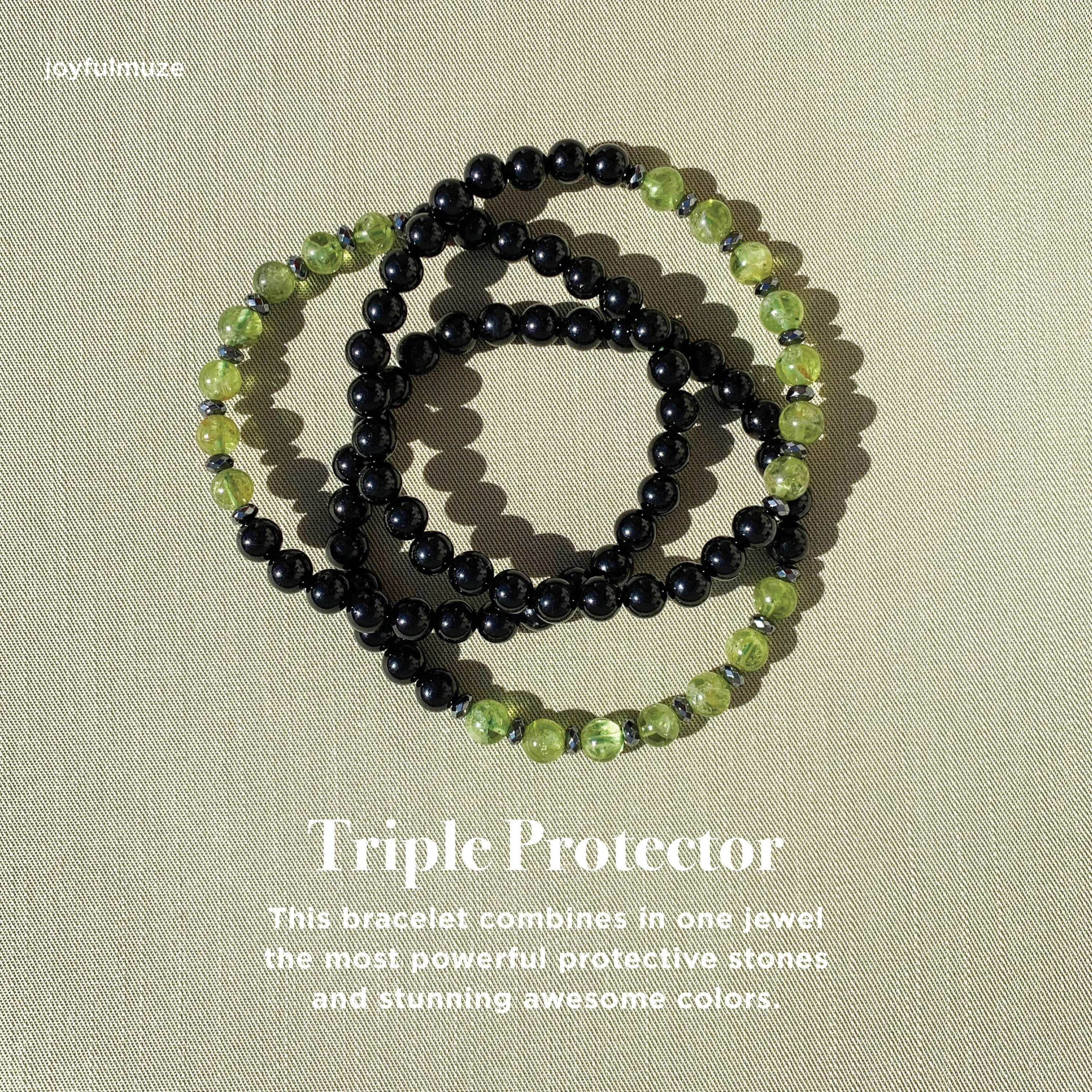 Peridot Tourmaline and Hematite Men Bracelet