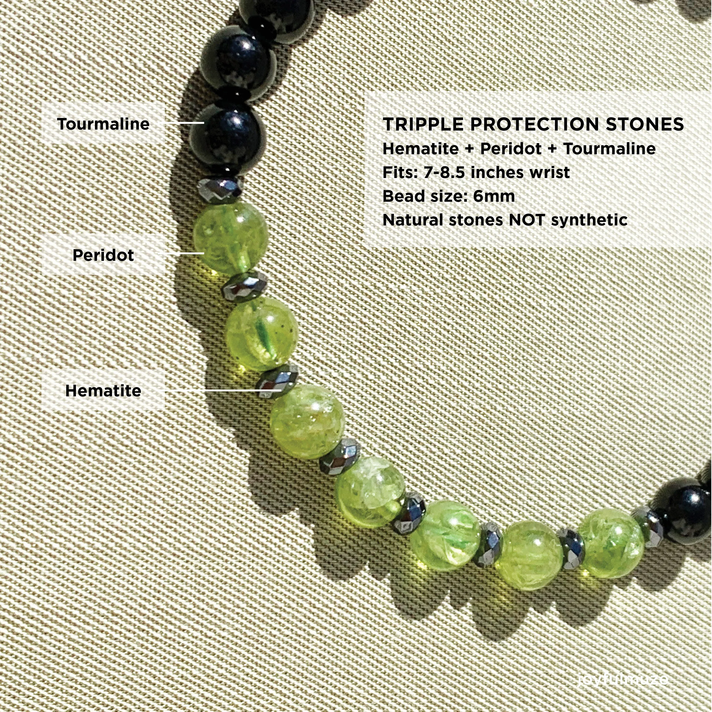 Peridot Tourmaline and Hematite Men Bracelet