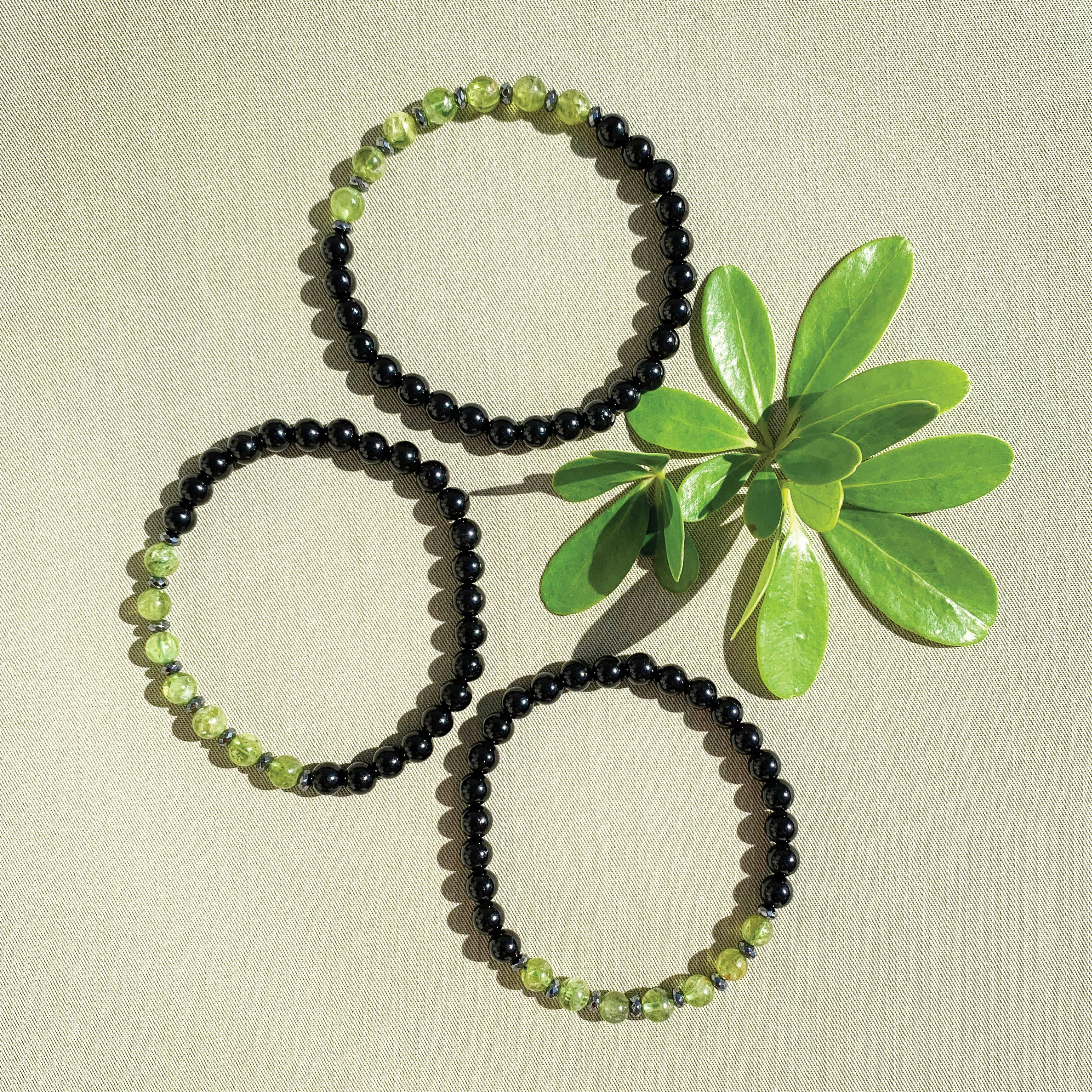 Peridot Tourmaline and Hematite Men Bracelet