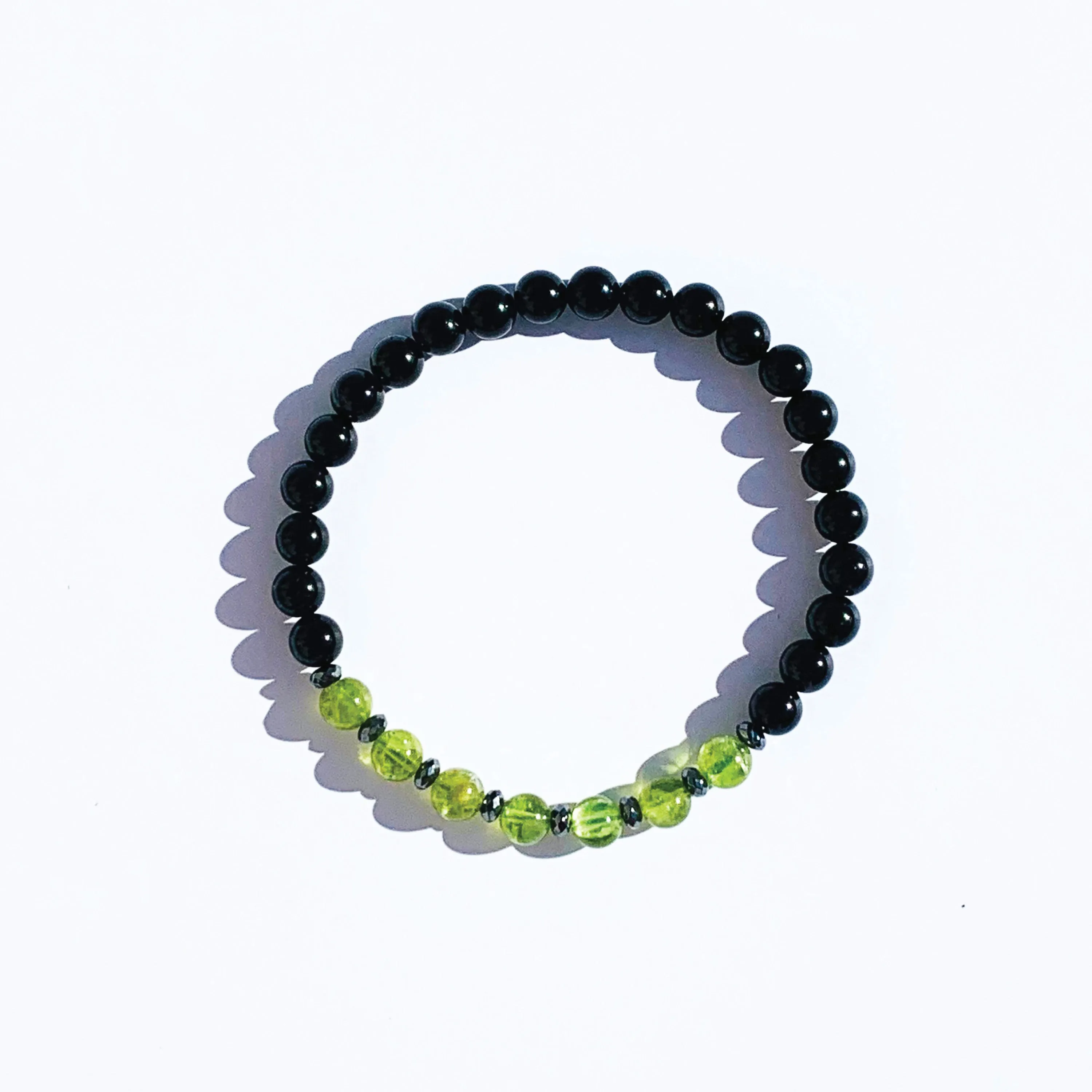 Peridot Tourmaline and Hematite Men Bracelet