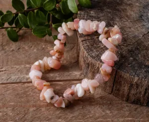 Peruvian PINK OPAL Crystal Bracelet - Chip Beads - Beaded Bracelet, Handmade Jewelry, Healing Crystal Bracelet, E0642
