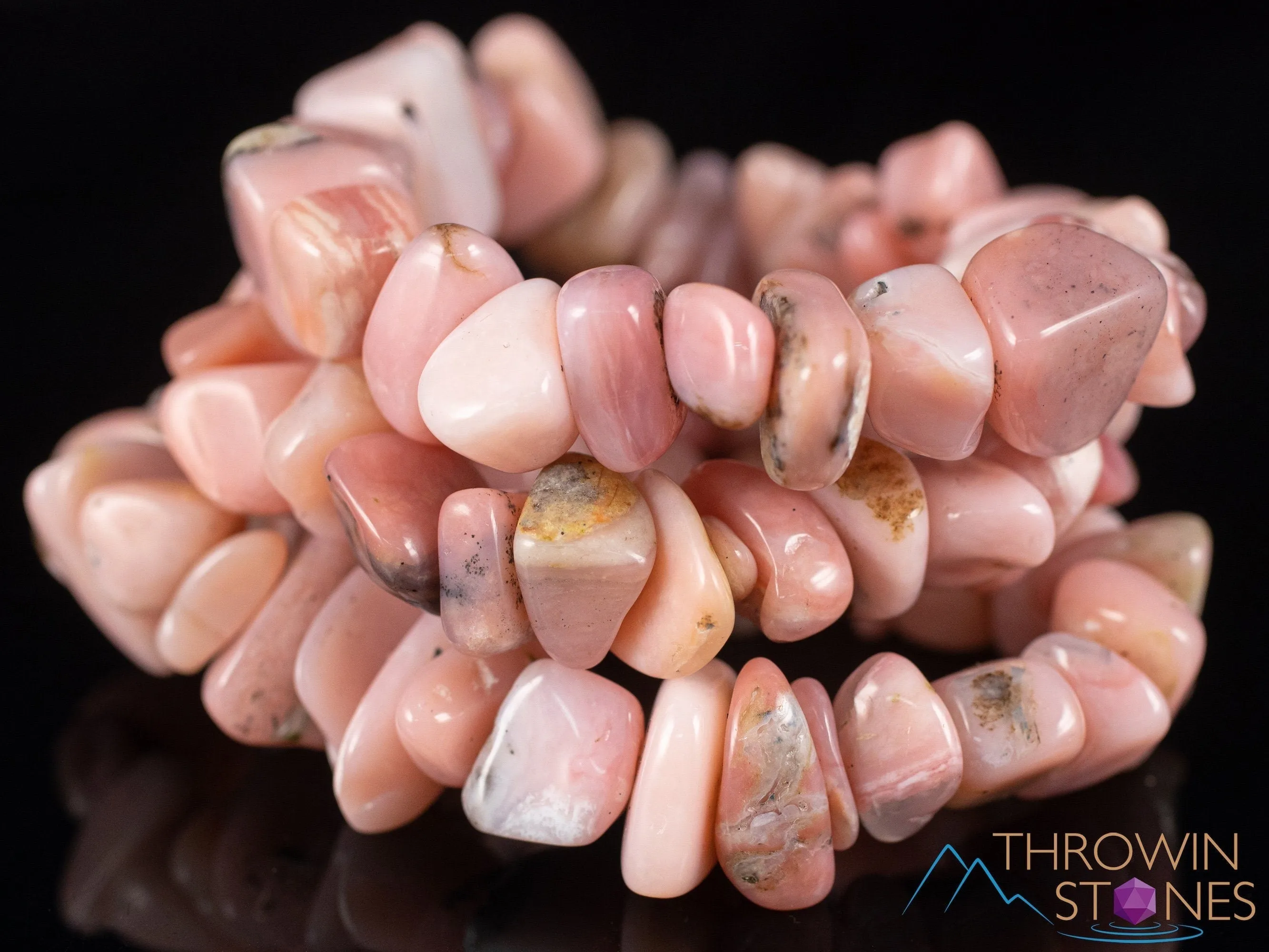 Peruvian PINK OPAL Crystal Bracelet - Chip Beads - Beaded Bracelet, Handmade Jewelry, Healing Crystal Bracelet, E0642
