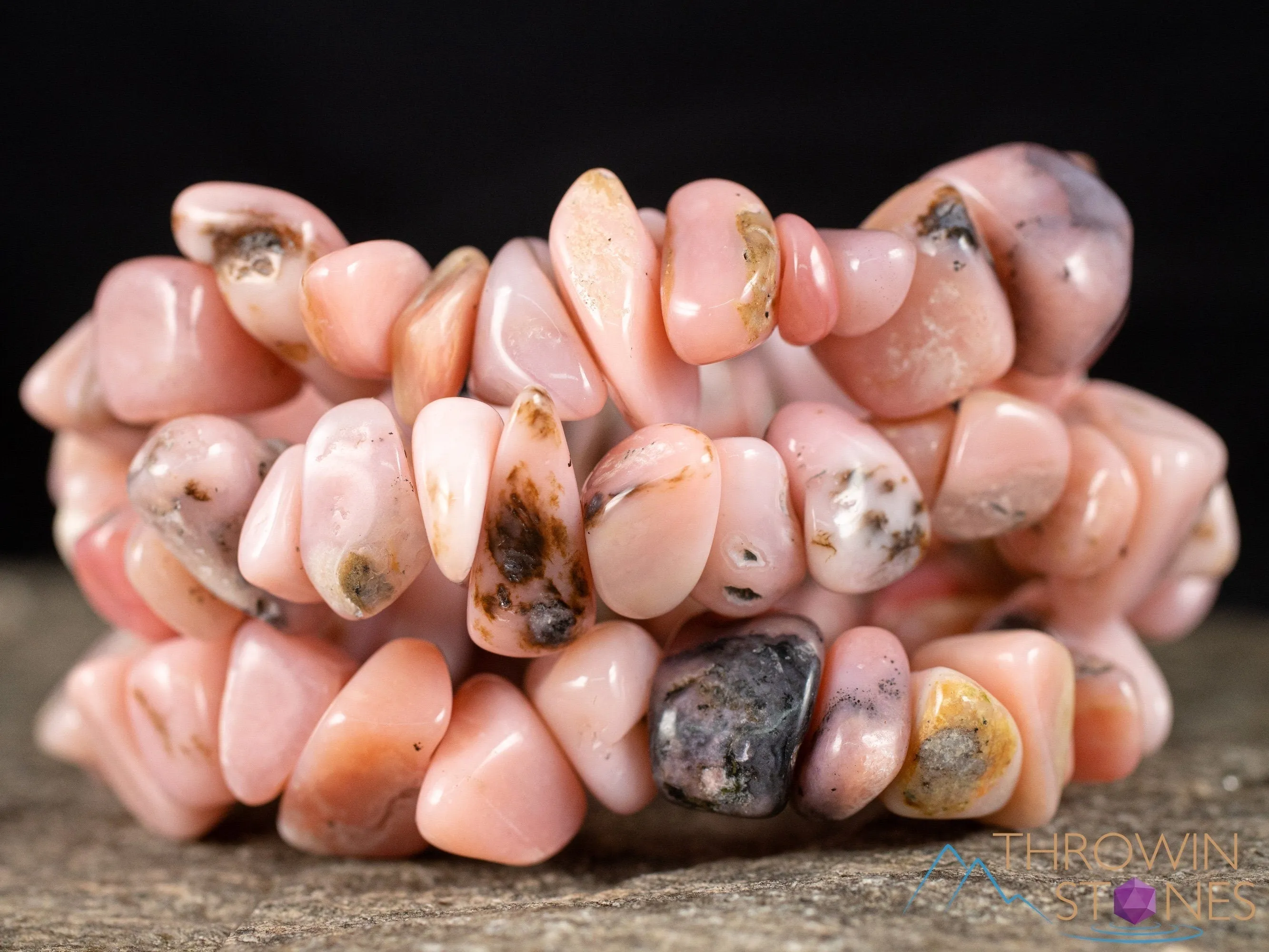 Peruvian PINK OPAL Crystal Bracelet - Chip Beads - Beaded Bracelet, Handmade Jewelry, Healing Crystal Bracelet, E0642