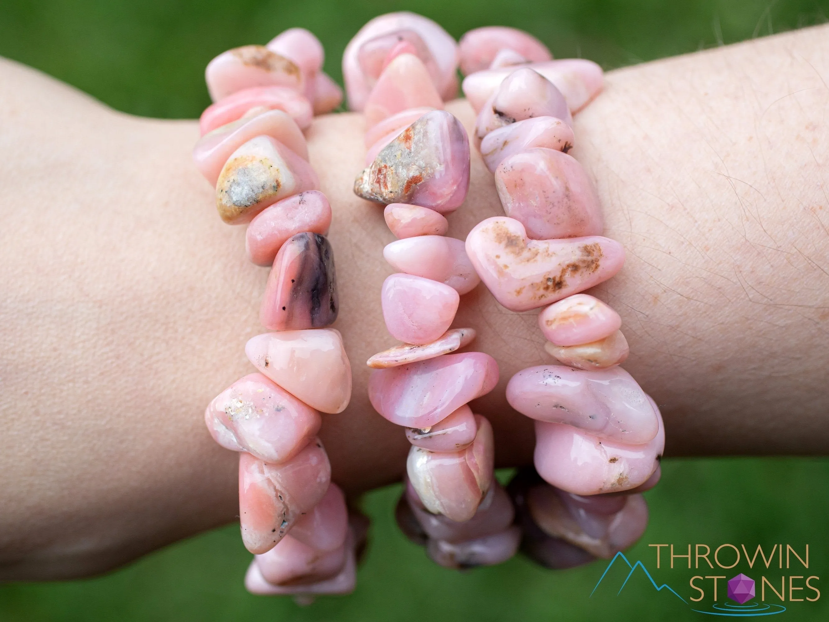 Peruvian PINK OPAL Crystal Bracelet - Chip Beads - Beaded Bracelet, Handmade Jewelry, Healing Crystal Bracelet, E0642