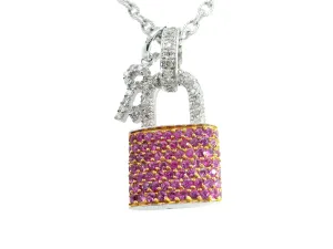 Pink Sapphire Lock & Key Gemstone Necklace