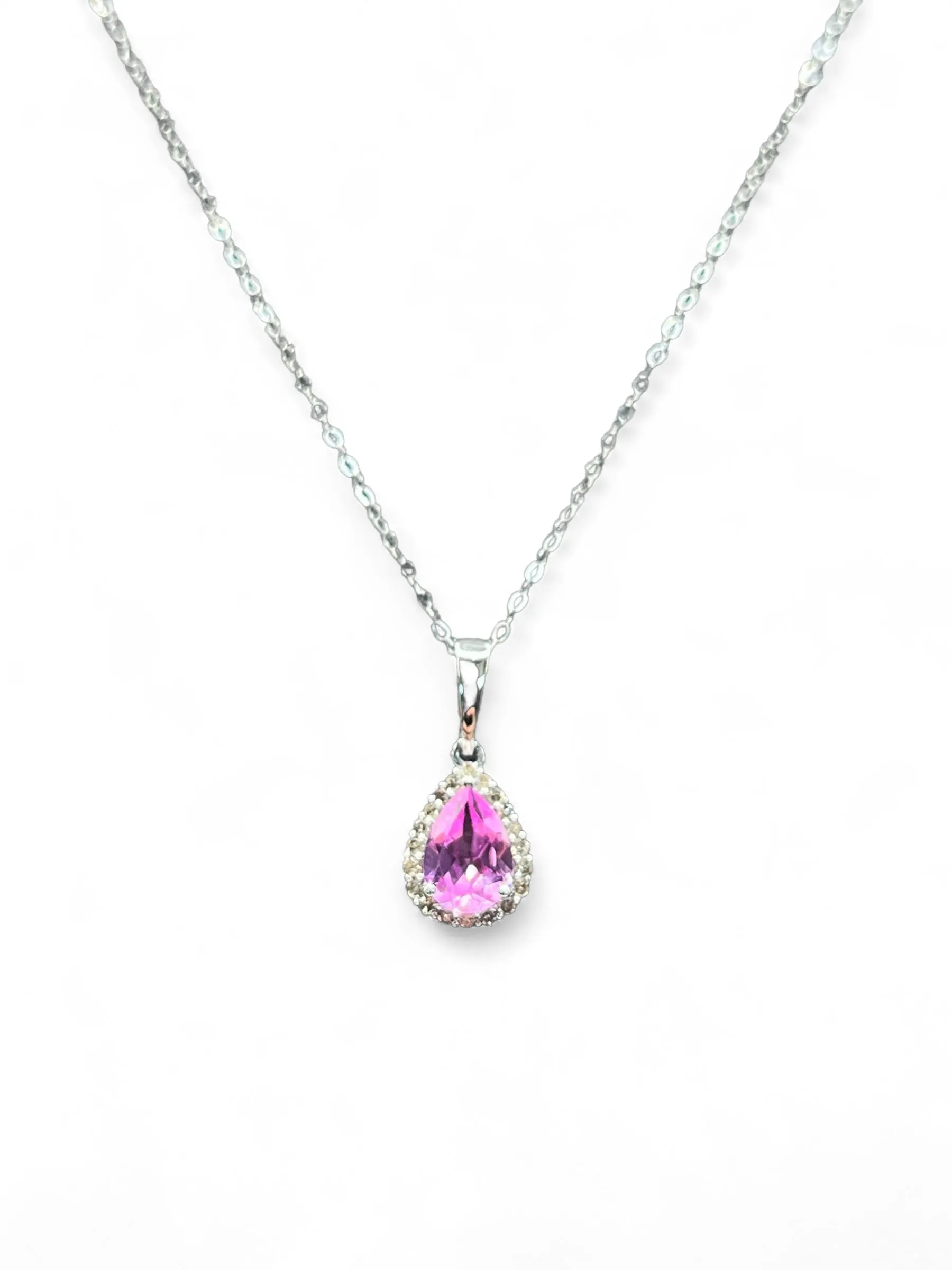 PINK SAPPHIRE PEAR NECKLACE