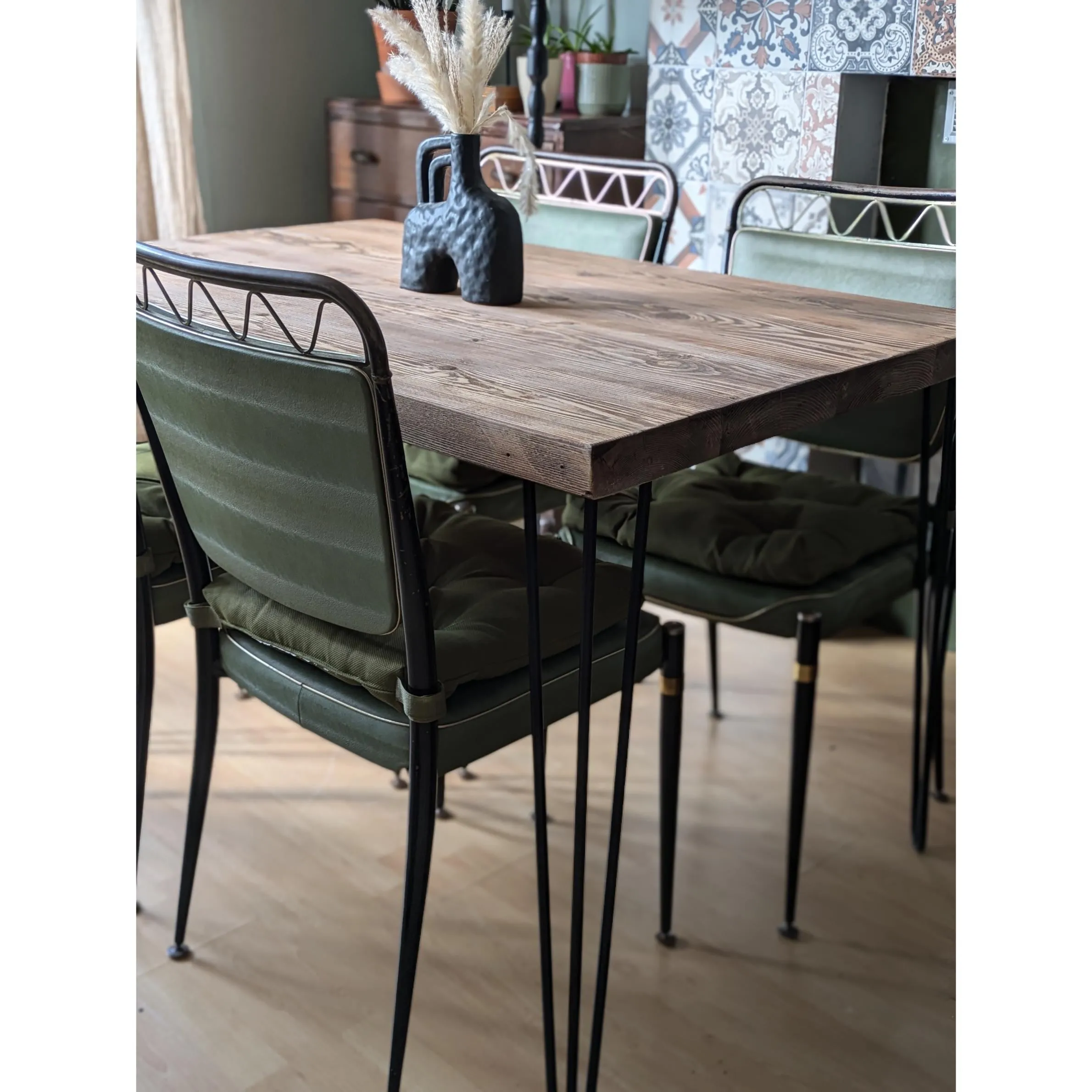 RAMAO: Thick Reclaimed Hairpin Dining Table, Handmade in the UK