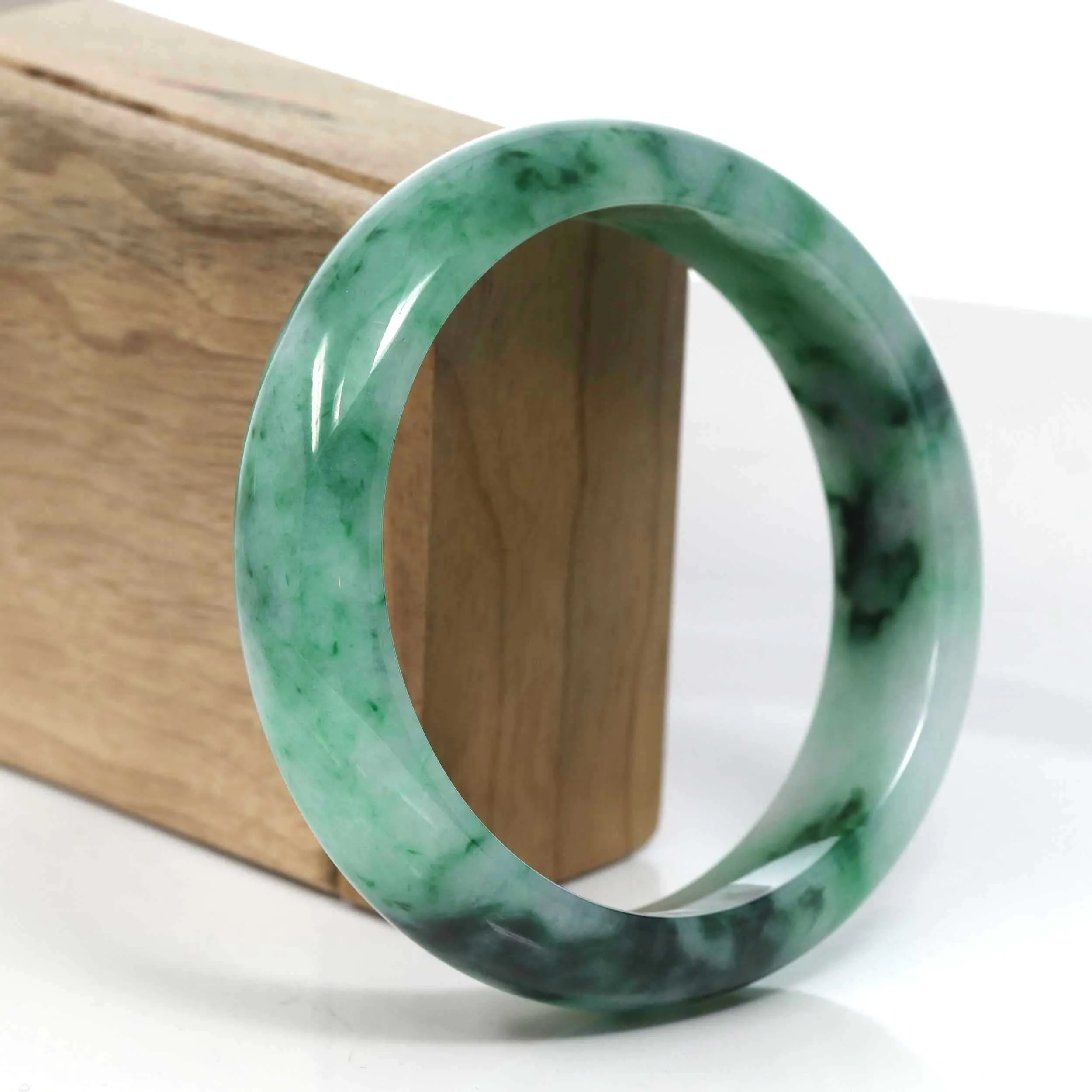 RealJade® Co. Green Classic Real Jadeite Jade Bangle Bracelet (63.61mm) #389