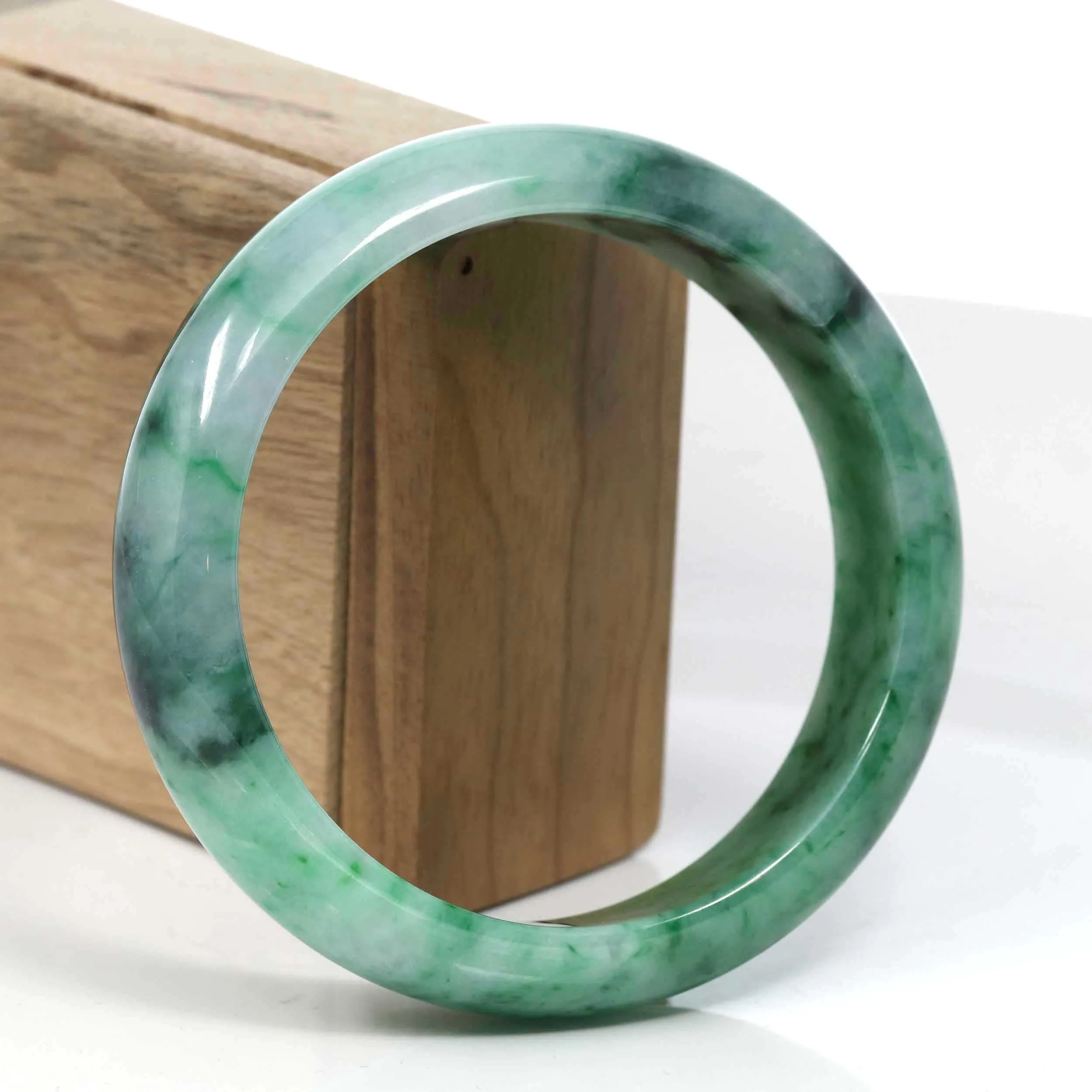 RealJade® Co. Green Classic Real Jadeite Jade Bangle Bracelet (63.61mm) #389