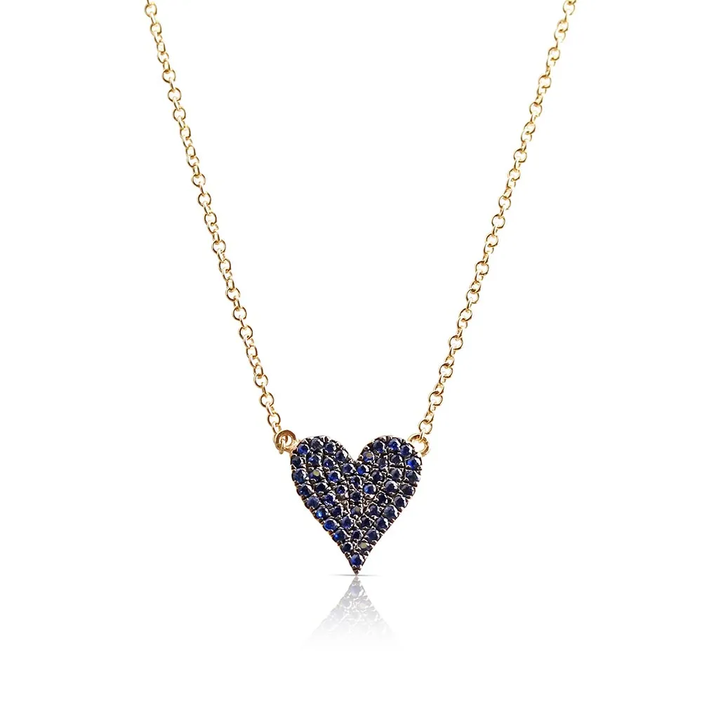 REVERSIBLE WHITE DIAMOND AND BLUE SAPPHIRE HEART NECKLACE