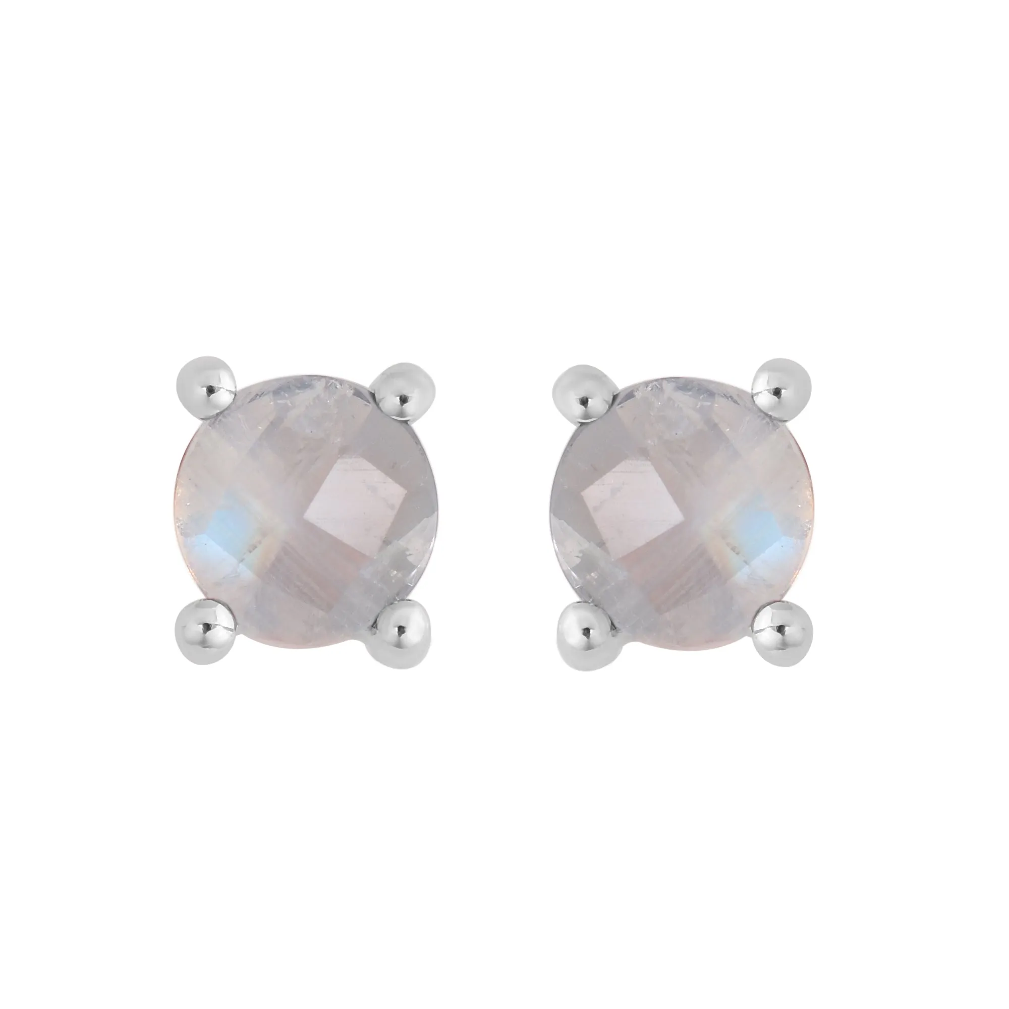 Round Moonstone Studs Earrings
