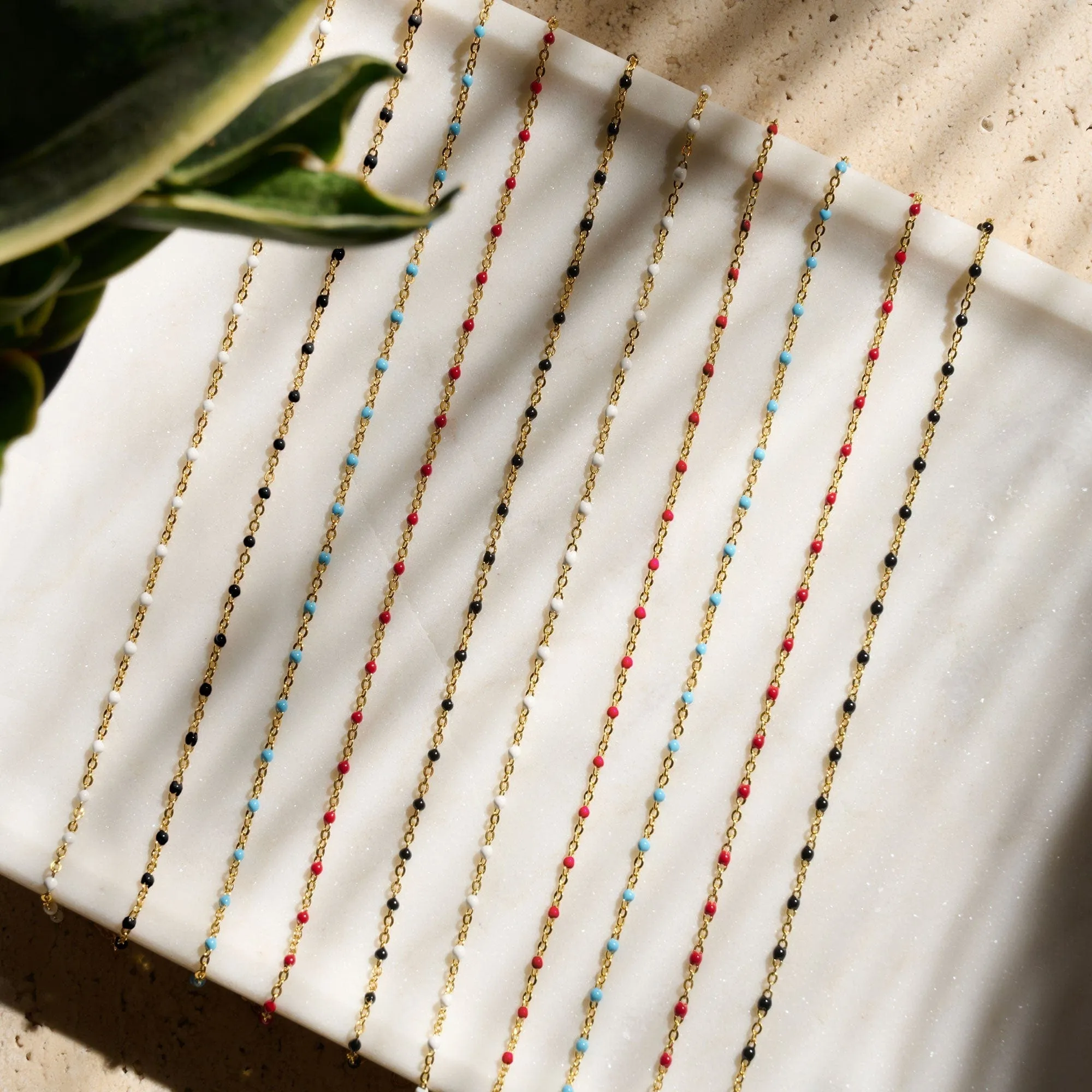 Ruby Colored Enamel Necklace