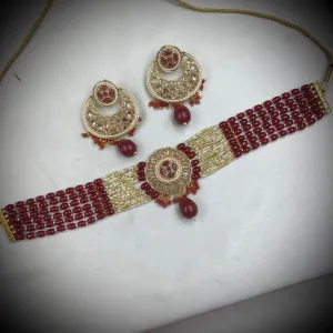 Ruby Gold Look Necklace Set 18186-5368